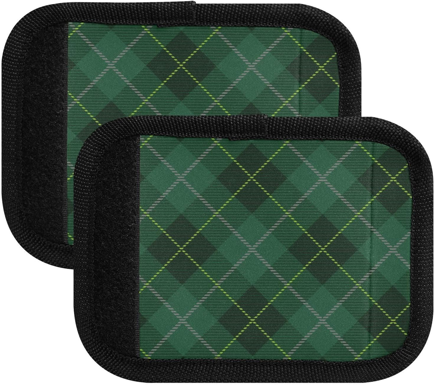 4 PC Luggage Handle Wrap Luggage Handle Covers Tags for Suitcase Bags Travel Luggage Handle Identifier Gripper Tartan Plaid Green