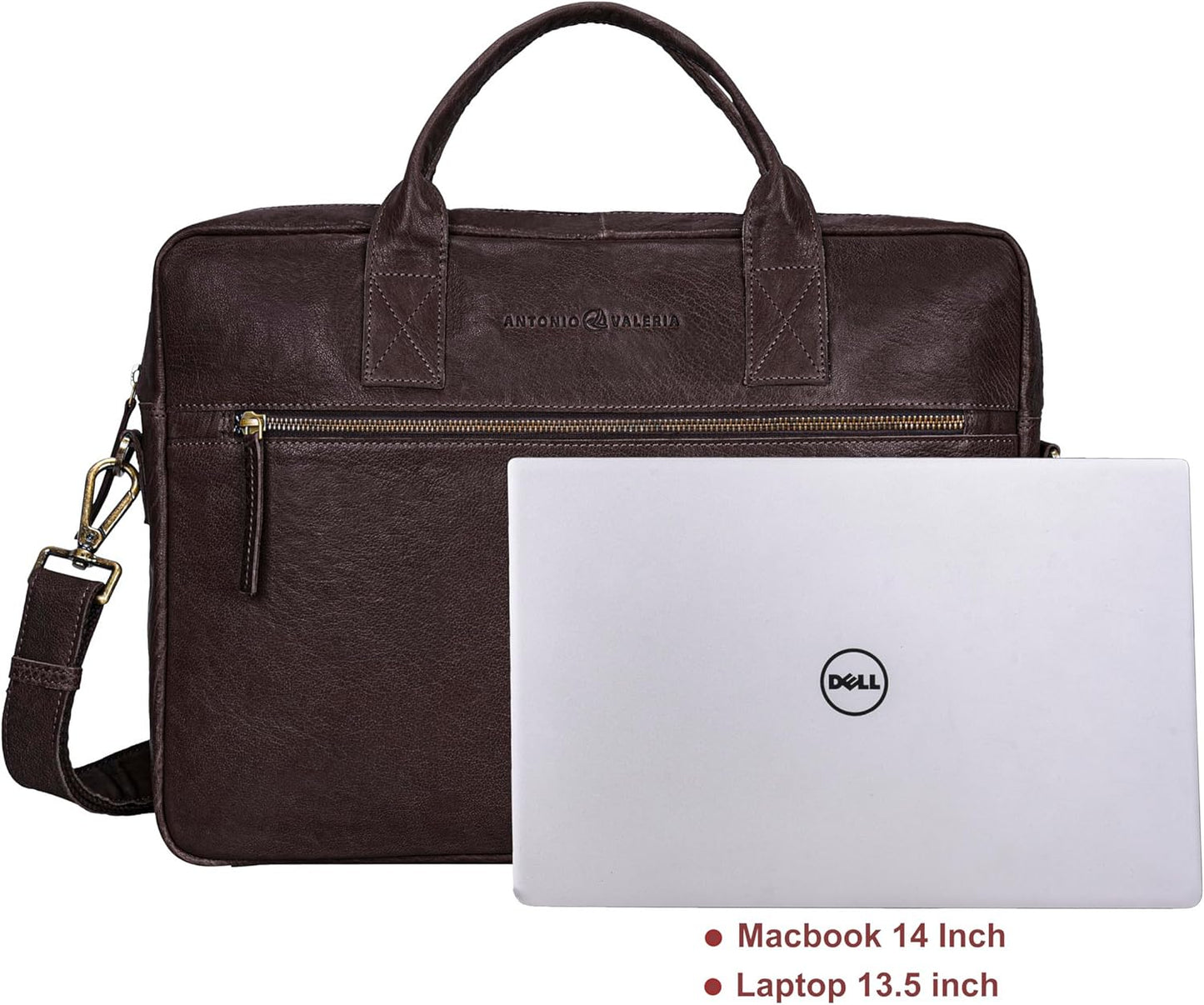 ANTONIO VALERIA Andy Washed Leather Laptop Messenger Bag for Men