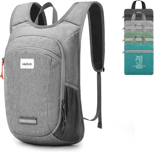 HALOVIE Small Hiking Backpack 10L Packable Lightweight Daypack Foldable Travel Back Pack for Women Men(Lightgray)