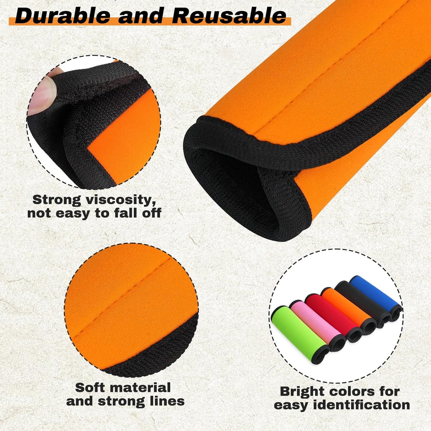 6Pcs Luggage Handle Wrap and 6Pcs Luggage Tags for Suitcases, Neoprene Bright Bag Handle Wraps for Identifier Luggage with 6 Colors, Luggage Handle Covers Airport Travel Accessories