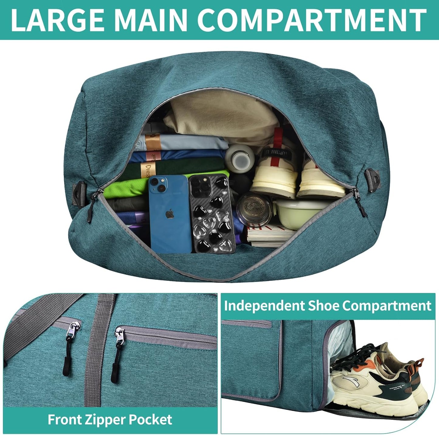 Dimayar 85L Travel Duffle Bag for Men Women - Foldable Duffel Bag with Shoes Compartment