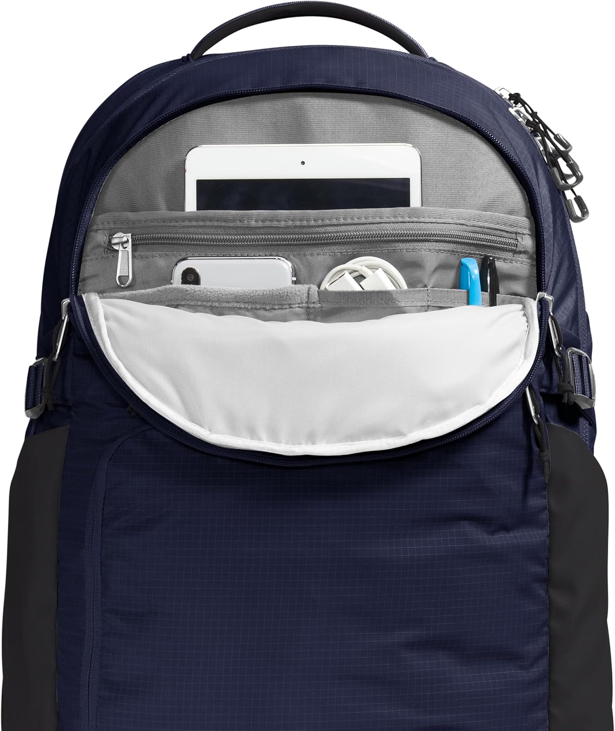 The North Face Router Everyday Laptop Backpack | Daypack with Water Repellent Finish, 17" Laptop Sleeve, Reflective Details, TNF Navy/TNF Black-NPF, One Size