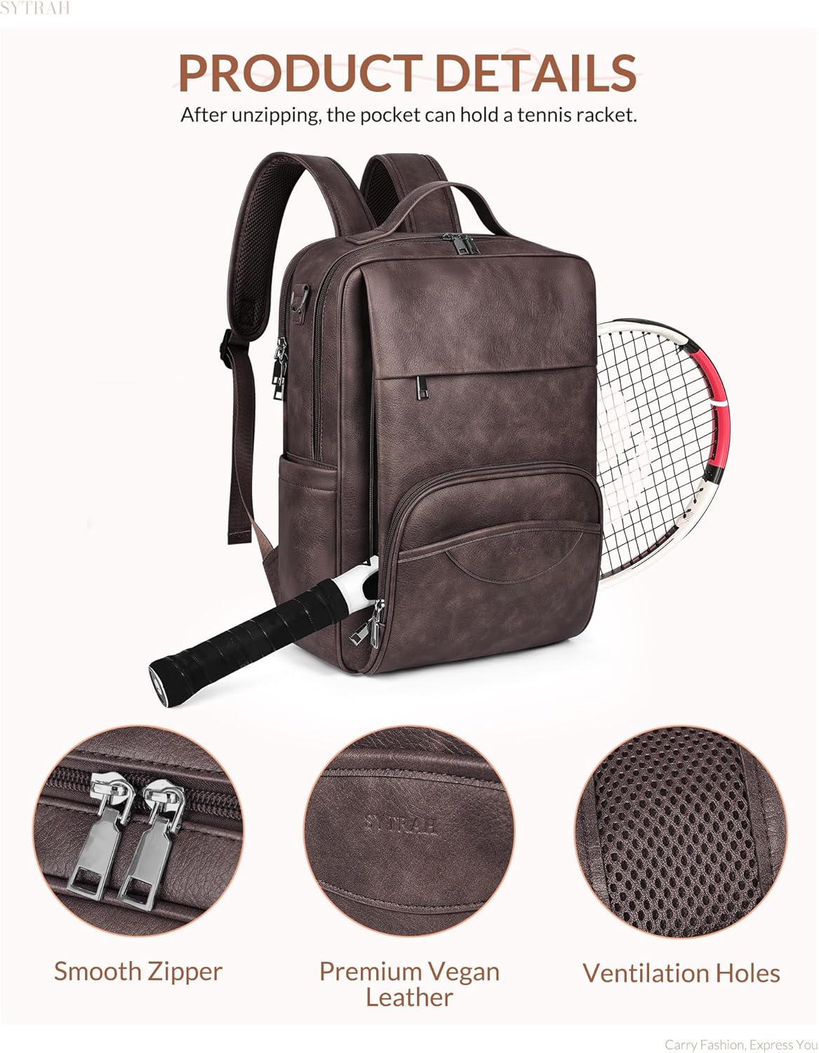 Leather Laptop Backpack, 15.6 Inch Business Computer Bag, Designer College Backpack Travel Backpack