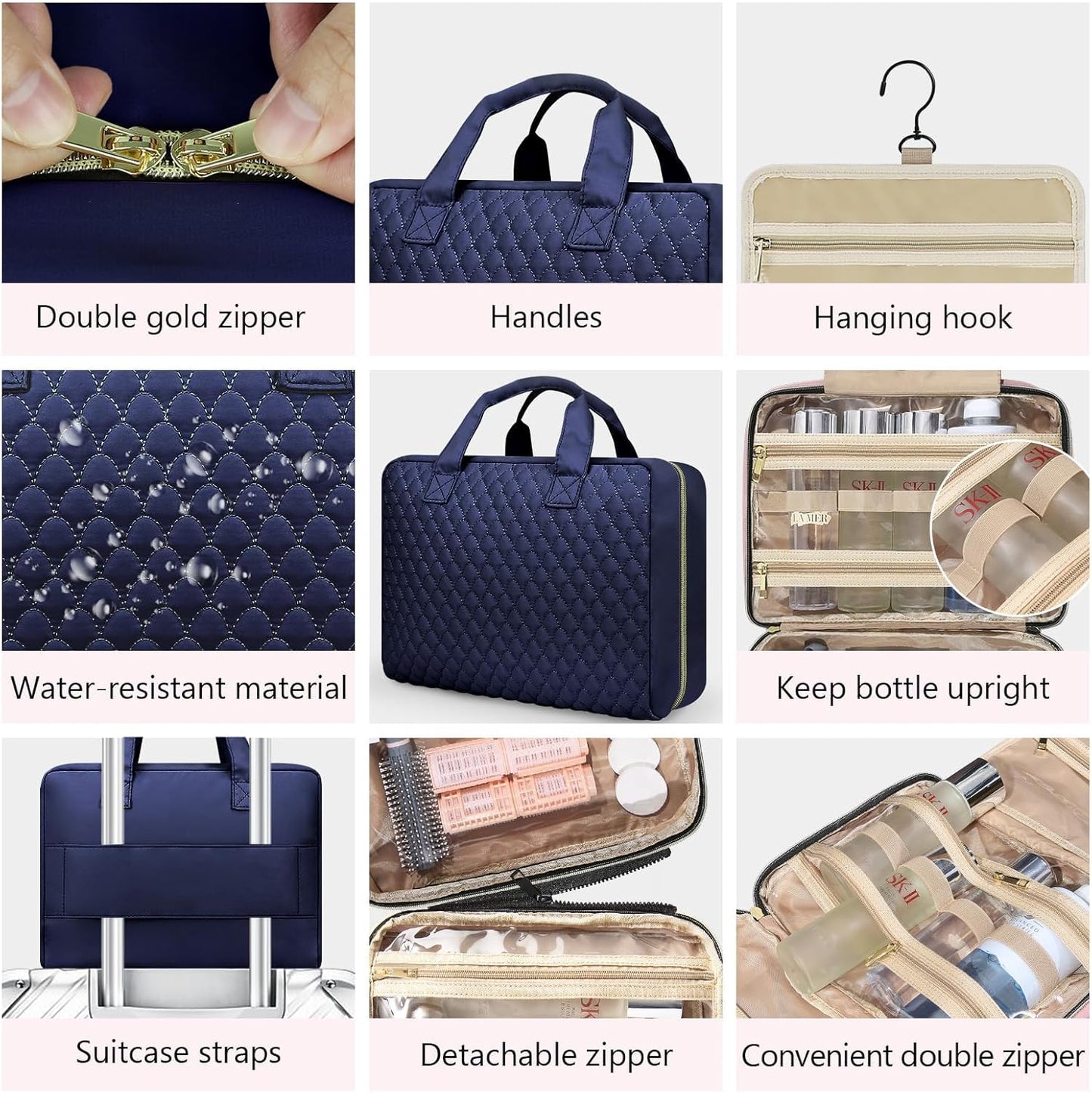 urophylla Detachable Travel Toiletry Bag for Women - Large Toiletry Bags for Traveling Women - Hanging Makeup Cosmetic Bag, Organizer for Travel Accessories Cruise Essential - Travel Size Toiletries