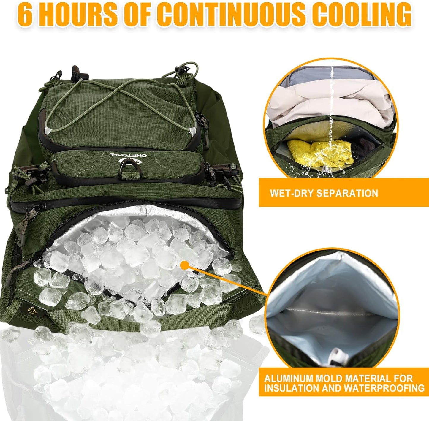 Hydration Backpack 22L, Hiking Backpack with 2L Leakproof Bladder, Sewn-in Rain Cover, Insulated Compartment for Men & Women Running, Cycling, Camping