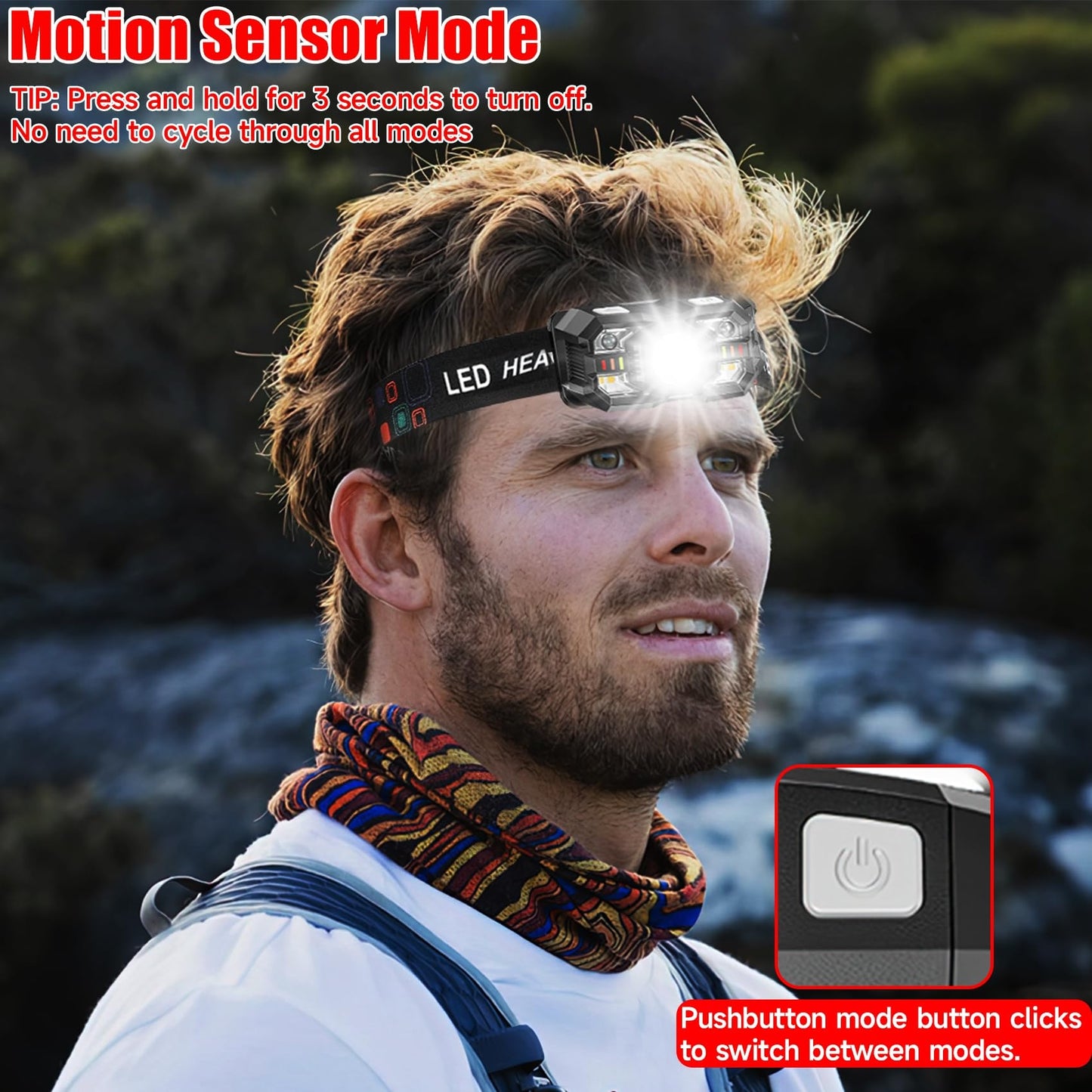 Northlet Headlamp Rechargeable 6Pack, 3000 Lumen Ultra-Light Bright Headlamp Flashlight with White