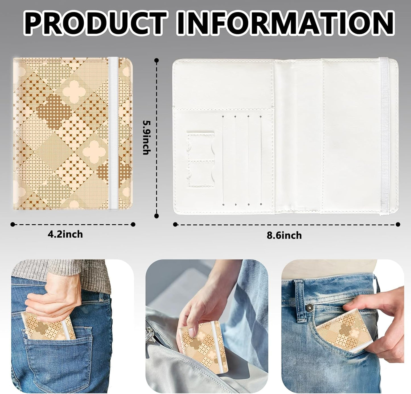 Passport Holder for Travel, Cute Passport Cover for Women Men, Waterproof PU Leather Rfid Blocking Passport Wallet with Credit Card Case for Travel Family, Boys Girls Travel Essentials