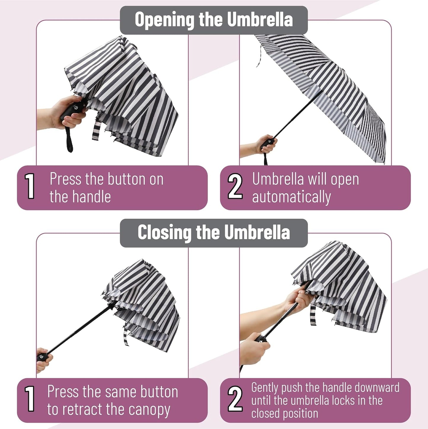 Mr. Pen- Windproof Travel Umbrella, Automatic Umbrellas for Rain, Compact
