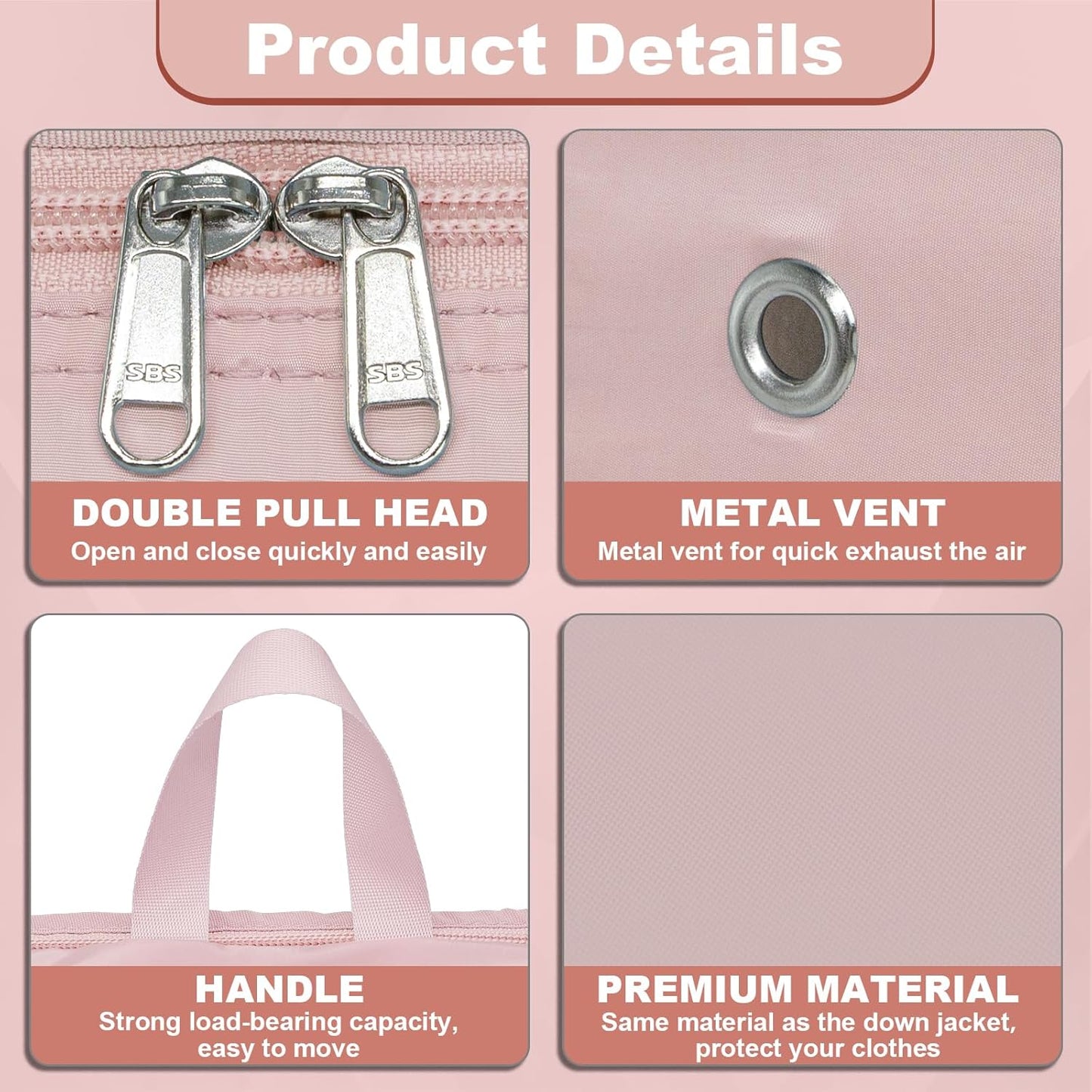 Extra Large Compression Packing Cubes for Travel Essentials, 2 Pack Expandable Travel Cubes for Packing Bags Suitcase Organizer, Pink