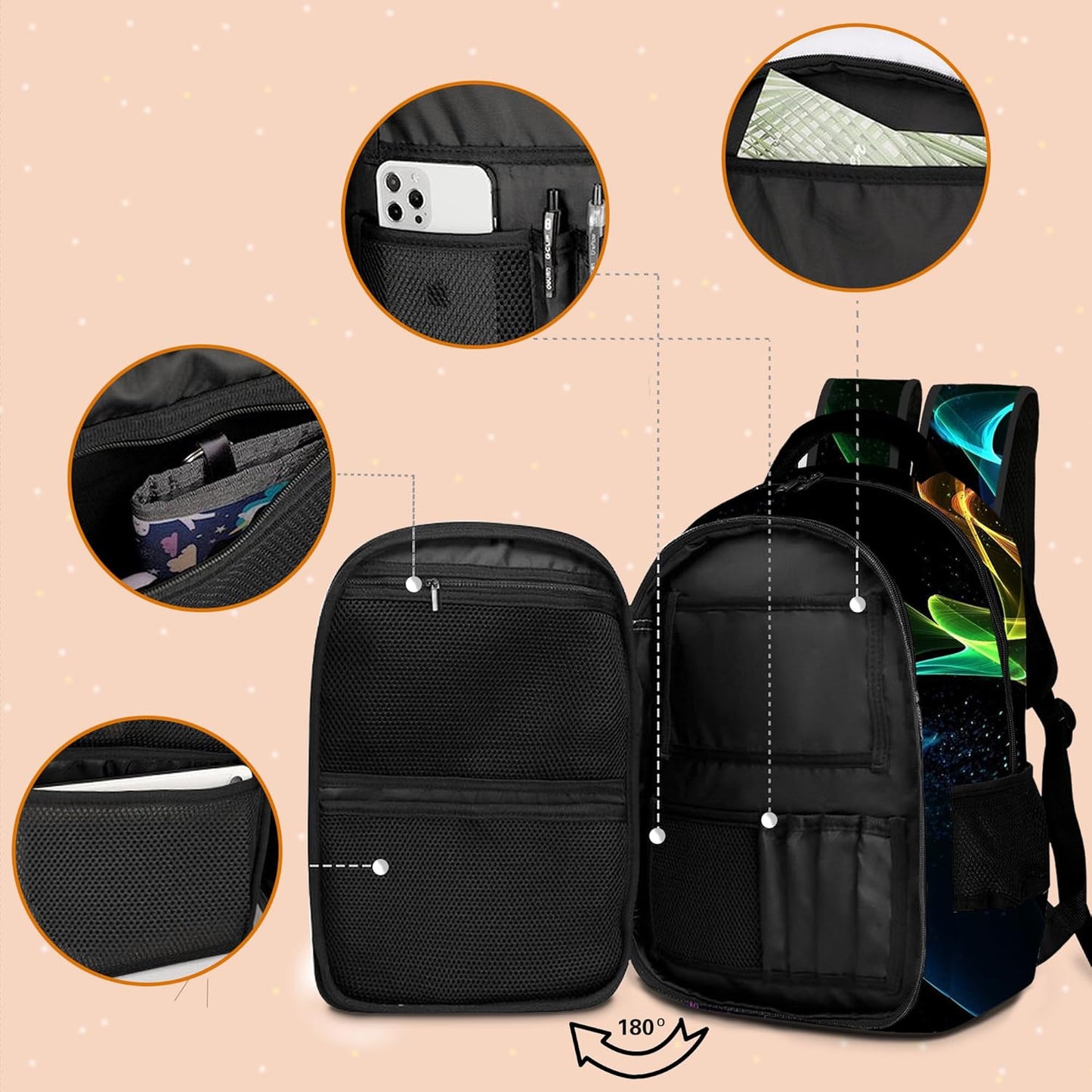Game Backpack Set for Boys, Gaming Backpack 3 Pack, Boys Lunch Box, and Pencil Bag for Kids, 17"