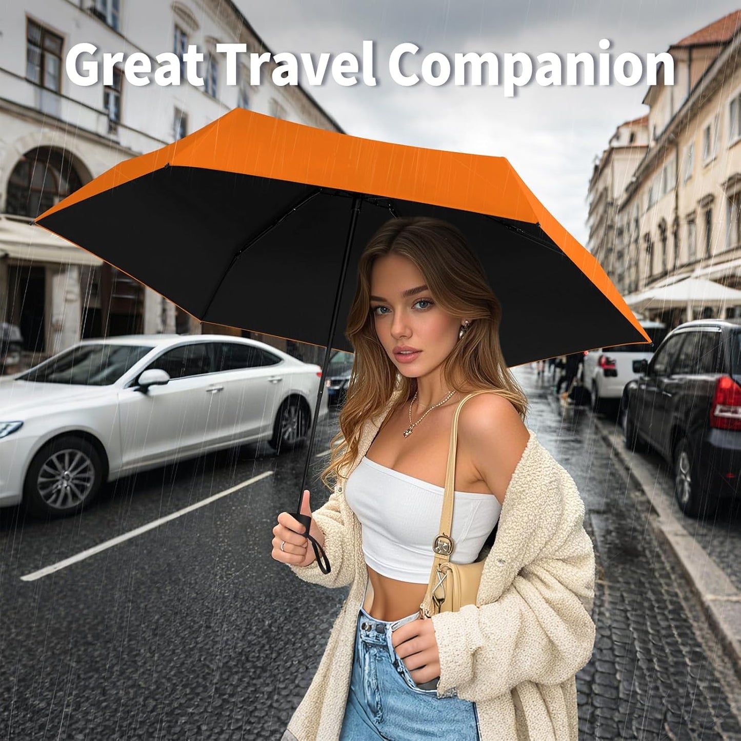 Yoobure Small Mini Umbrella with Case Light Compact Design Perfect for Travel Lightweight Portable Parasol Outdoor Sun&Rain Umbrellas