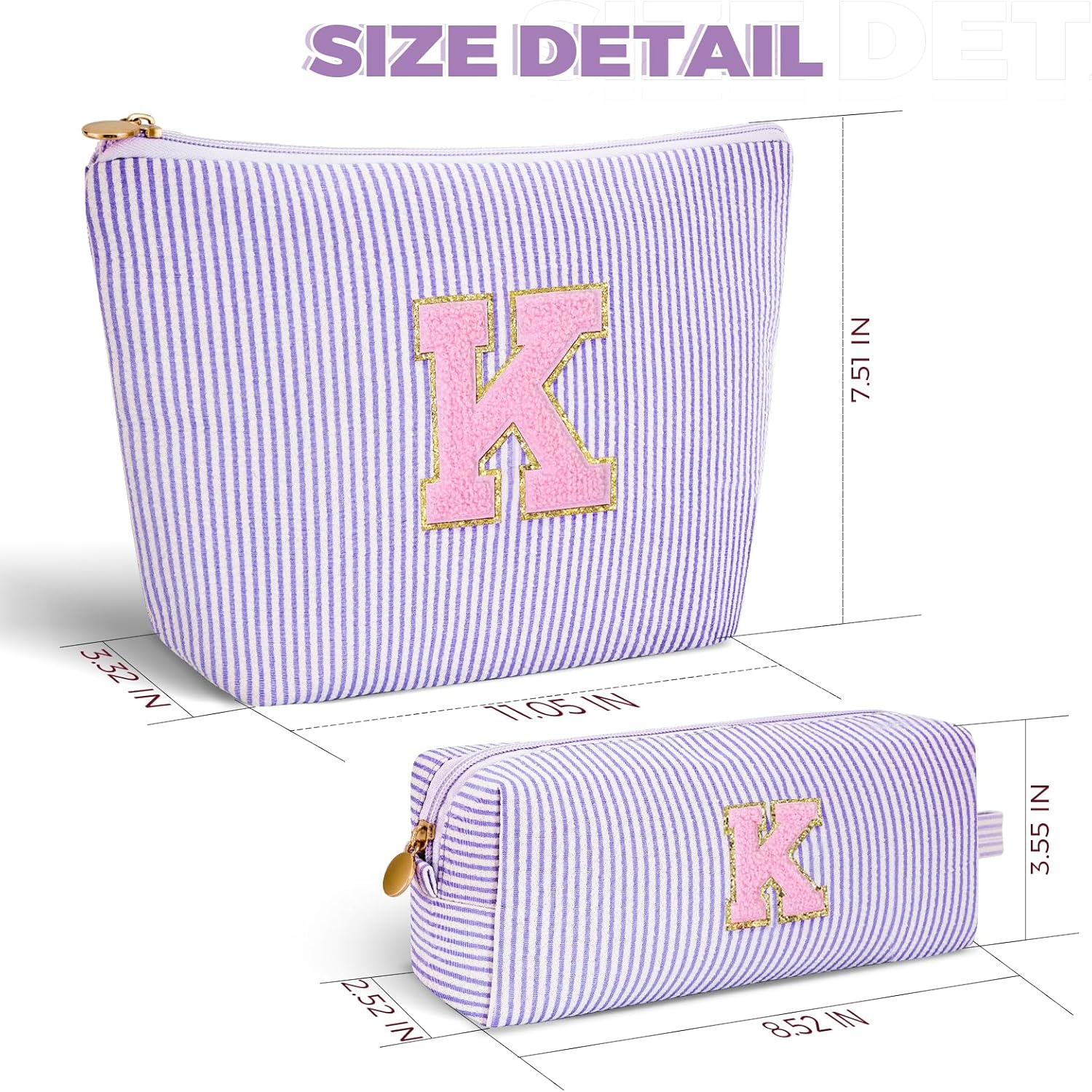 Monogrammed Gifts for Women - Cosmetic Bag for Teen,Initial Cute Makeup Bag Set for Women,Trendy