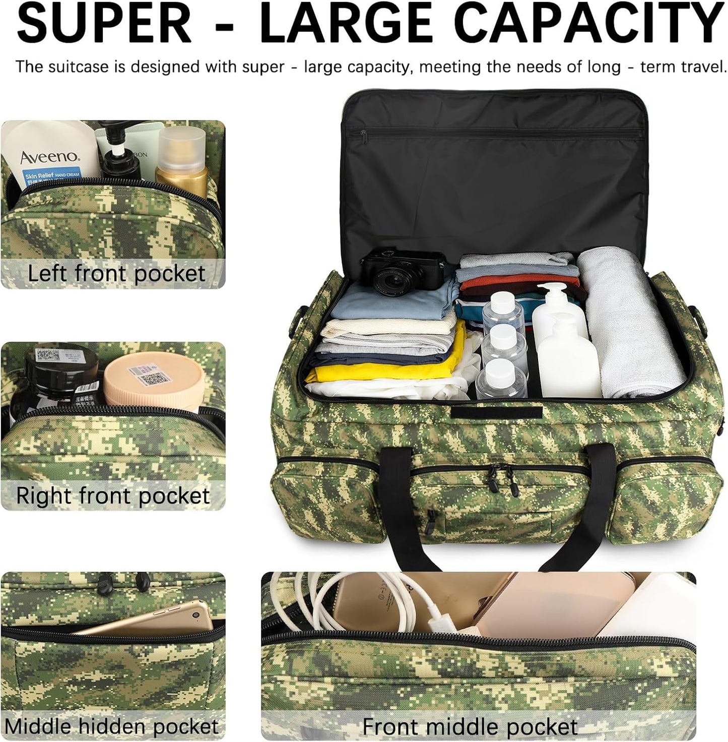 Rolling Duffle Bag with Wheels, 120L Military Luggage Bag for Travel,Large Tactical Heavy Duty Duffel Bags for Deployment Camping Sporting & Outdoor Adventures