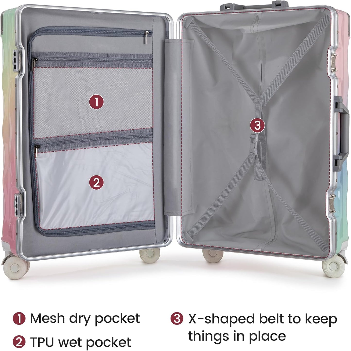 20 Inch Carry On Luggage with Spinner Wheels,Lightweight Travel Luggage Airline Approved for Men Women, Colorful