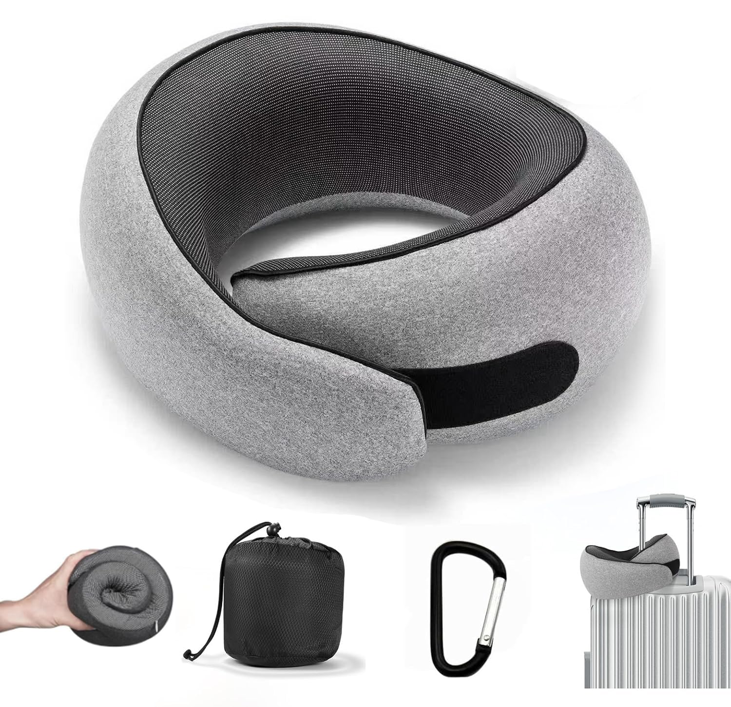 SZXYX Travel Pillows - 100% Pure Memory Foam Neck Pillow for Airplanes, Comfortable Breathable