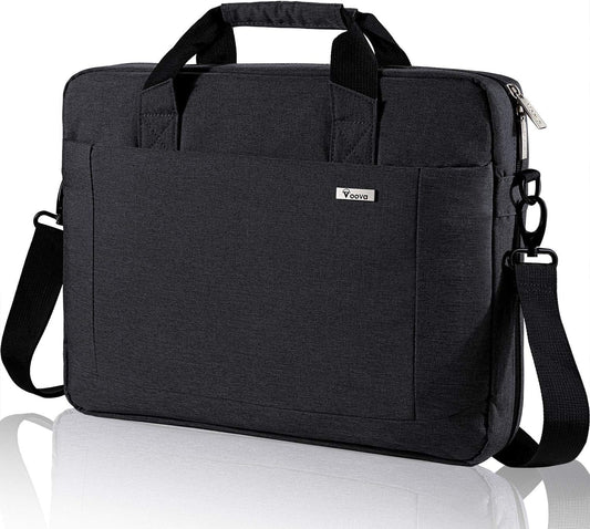 Voova Laptop Bag Case 15 15.6 16 Inch, Computer Sleeve Messenger Bag with Shoulder Strap Expandable Waterproof Business Briefcase for Men Women to Work Travel School, Fit 14-16 Inch Laptop, Black