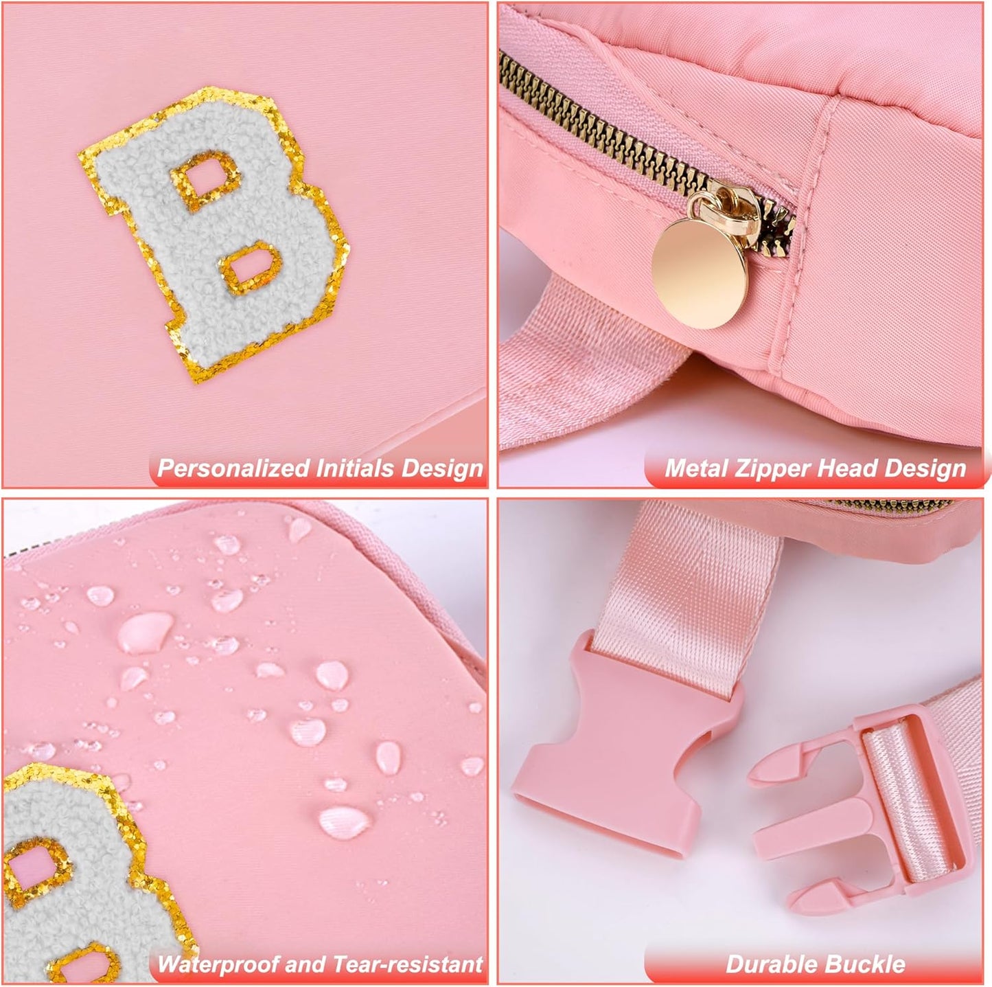 Bridesmaid Gifts Wedding Day - Bridesmaid Proposal Gift,Bridal Shower Gifts,Maid of Honor Gifts,Bachelorette Party Decorations Favors,Crossbody Bag Fanny Pack,Initial White B,Peach Bag