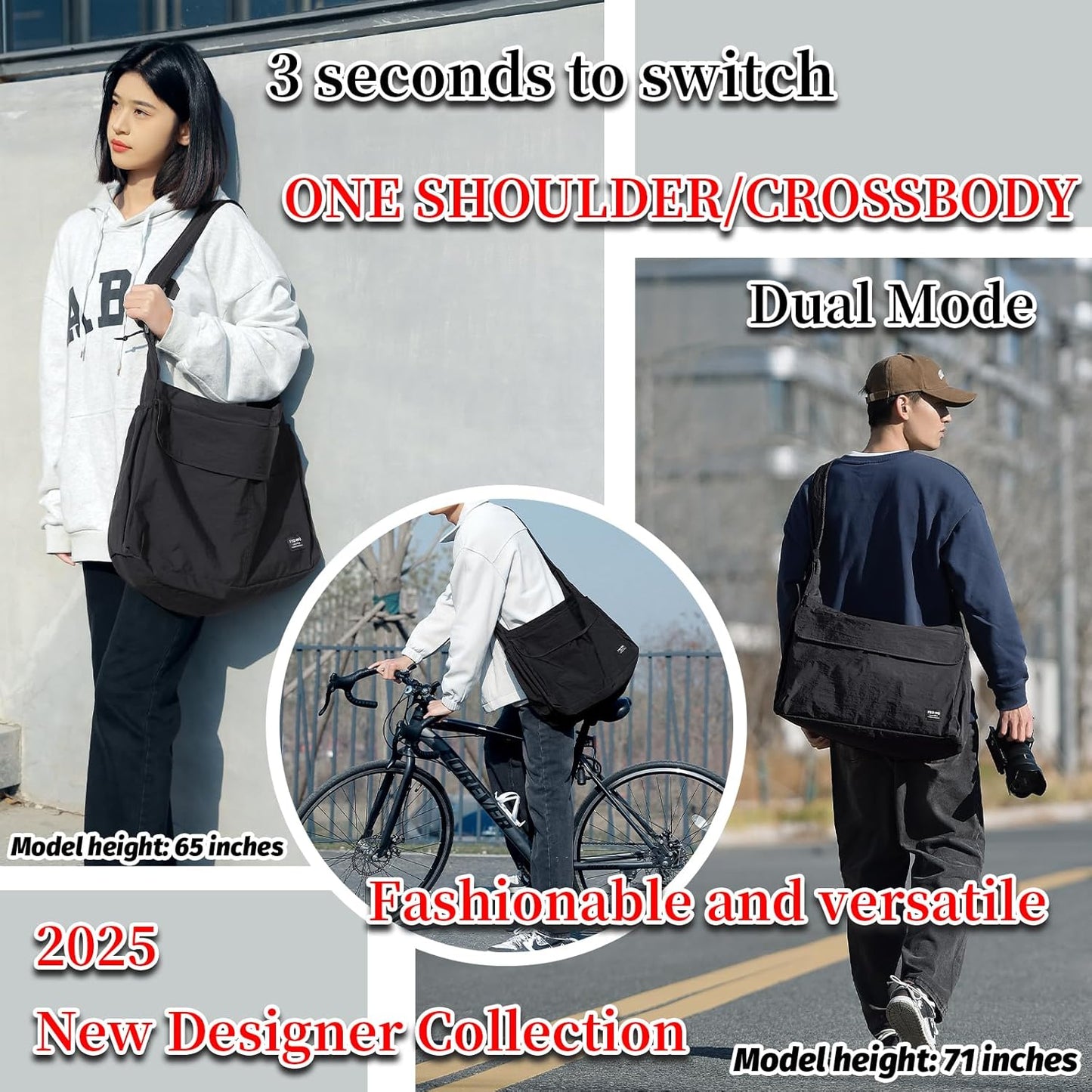 FSD.WG Men Messenger Bag Laptop Bag Shoulder Bag Large Capacity Computer Casual Bag for Work