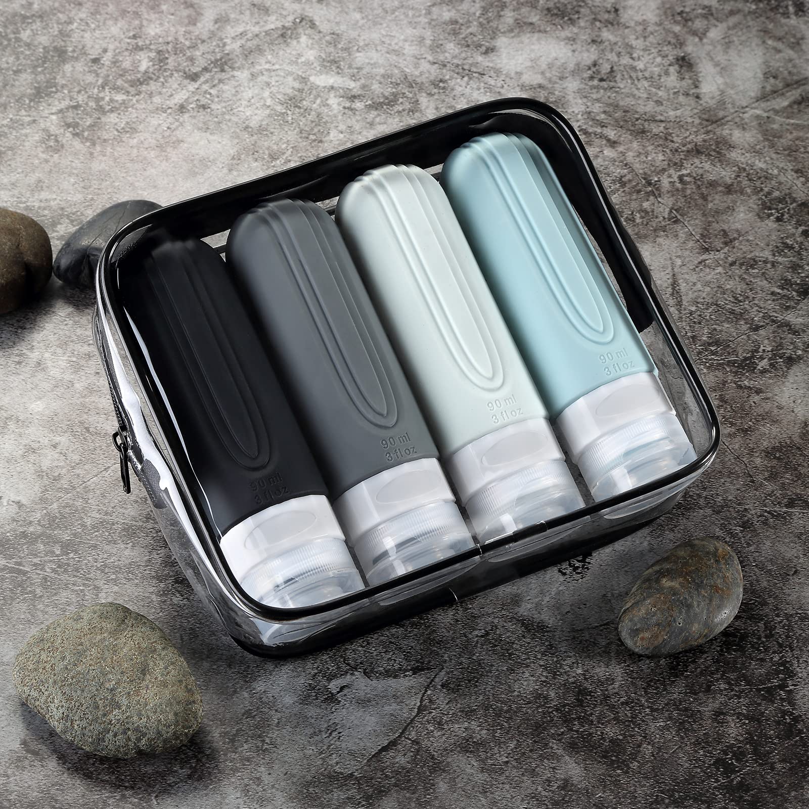 Mrsdry Travel Bottles for Toiletries, Tsa Approved 3oz Travel Size Containers BPA Free Leak Proof