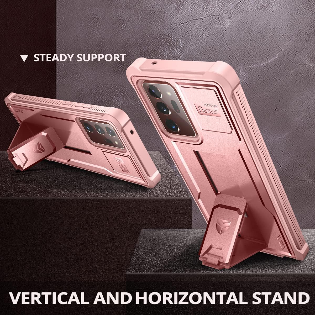 Dexnor for Samsung Galaxy Note 20 Ultra 5G Case, [Built in Screen Protector and Kickstand] Heavy Duty Military Grade Protection Shockproof Protective Cover for Galaxy Note 20 Ultra (Rose Gold)