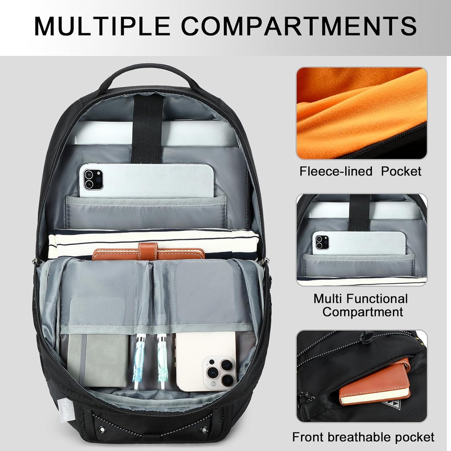 CAMTOP Casual Backpack for Men Women Expandable Travel Backpacks for Commuter Fit 15.6 Inch, Water Resistant Bookbag