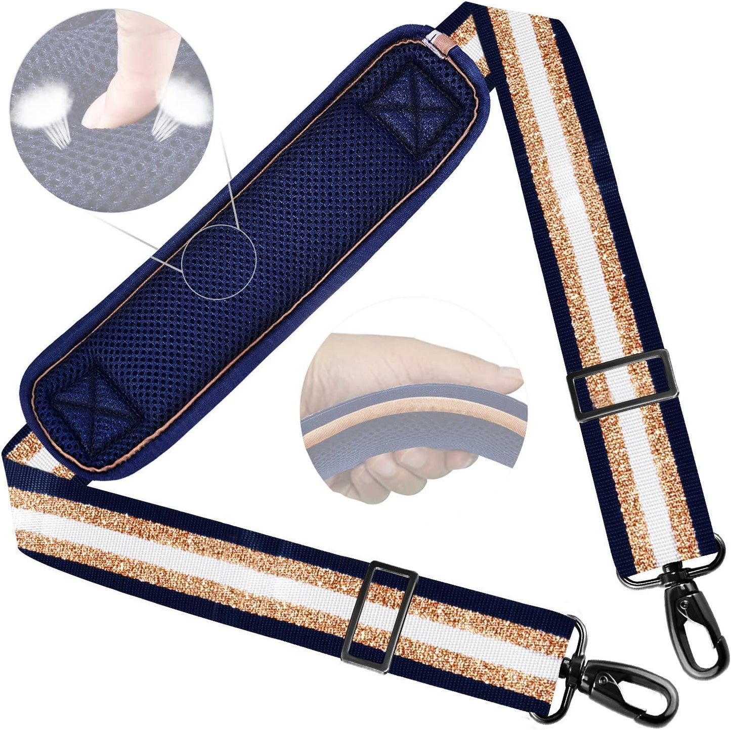 ZINZ Shoulder Strap 58" Ultra-Thick Fixed Padded and Adjustable Buckles Crossbody Strap for Briefcase Laptop Bag Luggage