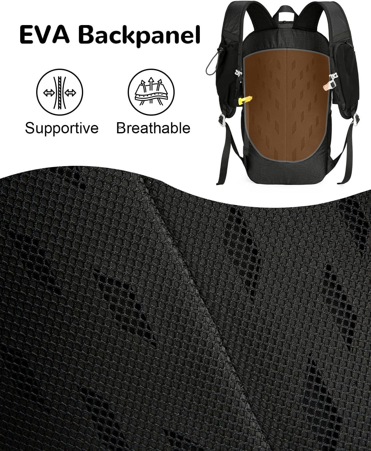 25L Small Nylon Waterproof Hiking Backpack with Phone Pouch for Men, Lightweight Hiking Daypack with Breathable EVA Back Support,Black