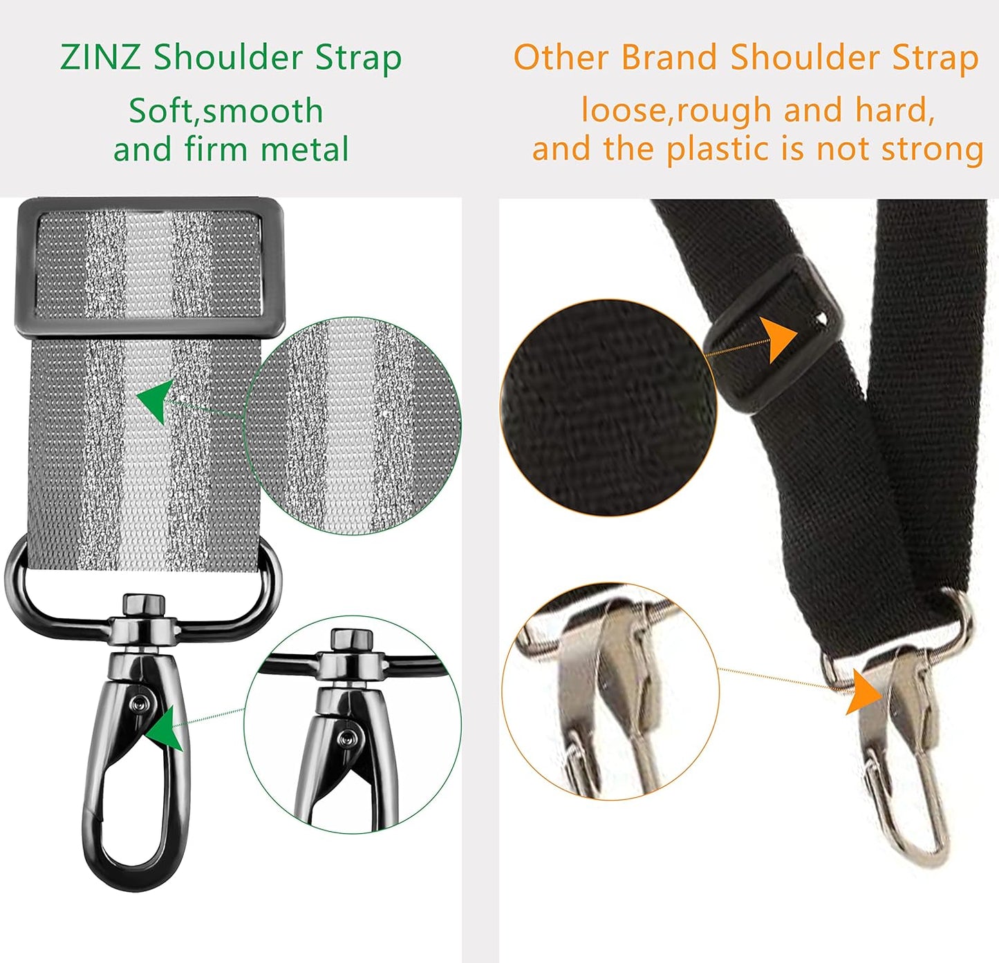 ZINZ Shoulder Strap 58" Ultra-Thick Fixed Padded and Adjustable Buckles Crossbody Strap for Briefcase Laptop Bag Luggage