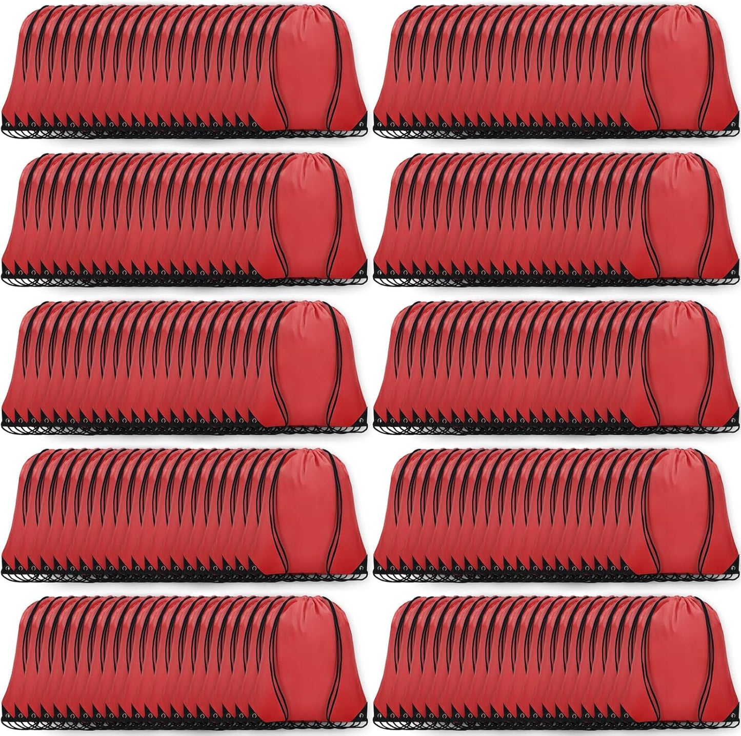 200Pcs Drawstring Backpack Bulk Cinch Sackpack Drawstring Bags Nylon for Gym Party Trip(Red)
