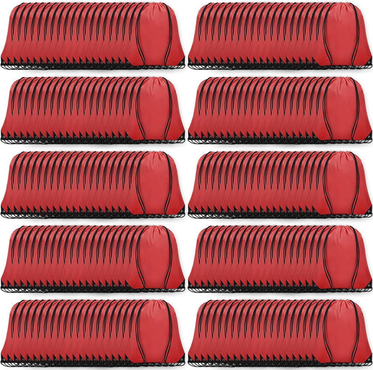 200Pcs Drawstring Backpack Bulk Cinch Sackpack Drawstring Bags Nylon for Gym Party Trip(Red)