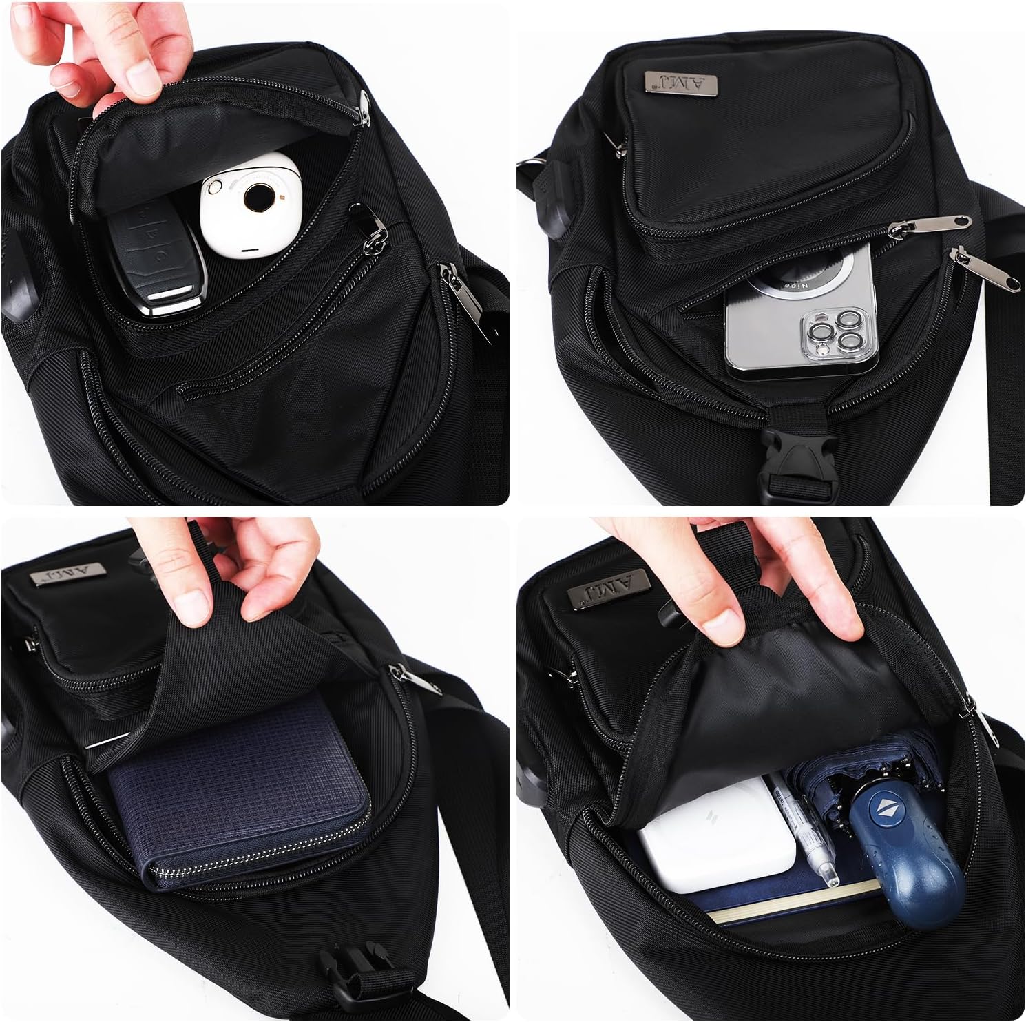 AMJ Crossbody Sling Bag Men Women, Casual Shoulder Backpack, Chest Daypack Satchel for Hiking Travel