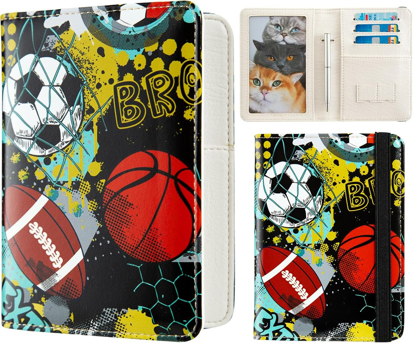 AIRMORS passport Holder,Rfid Blocking Travel Wallet Credit Card Case Cute Passport cover for Women/Men,Boys Girls Travel Essentials (Soccer)