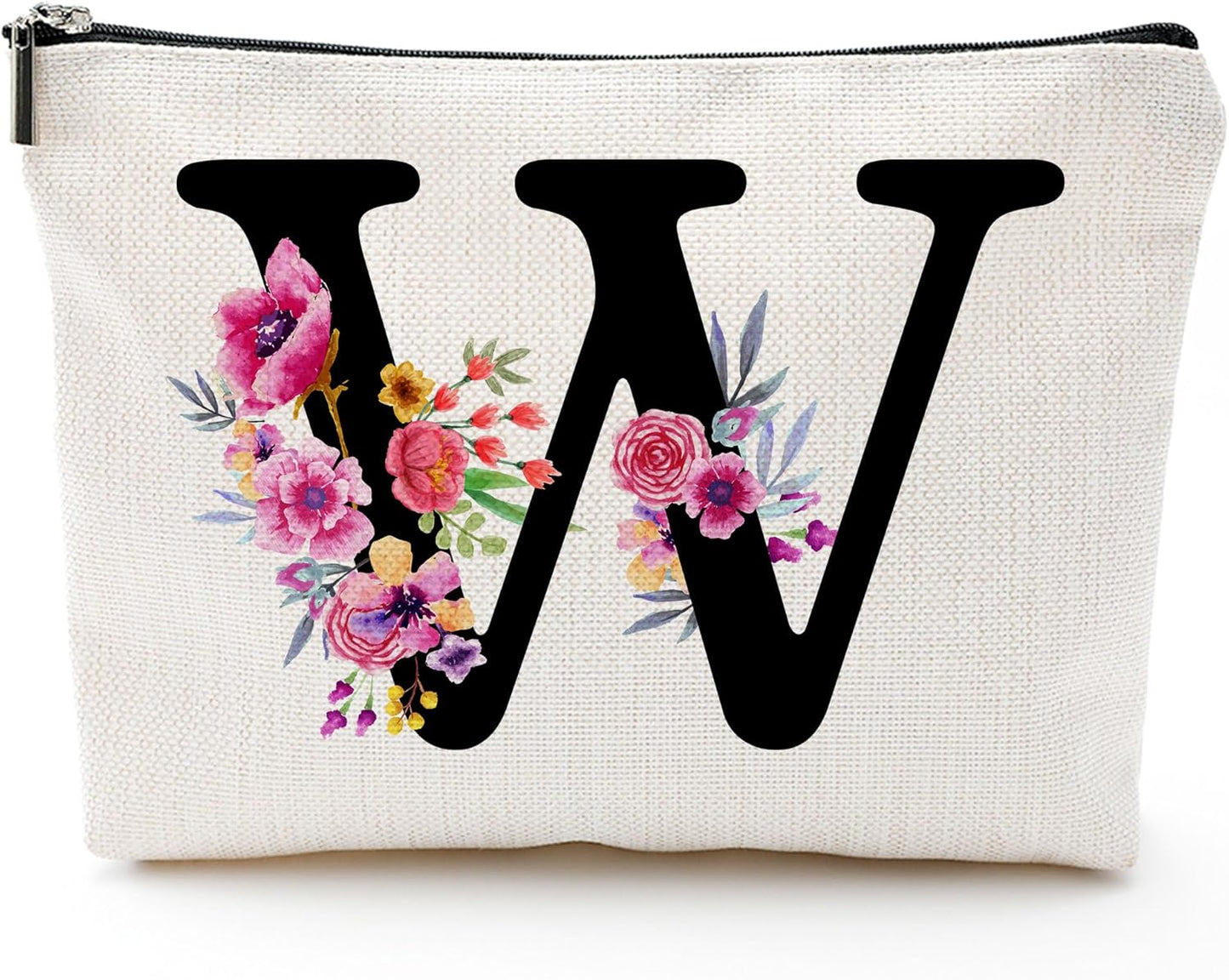 Personalized Letter W Makeup Bag for Women, Birthday Gifts for Mom, Small Zipper Pouch for Purse, Christmas Bridesmaid Friendship Gifts for Sister Daughter, Girls Weekend Gifts for Women-A23