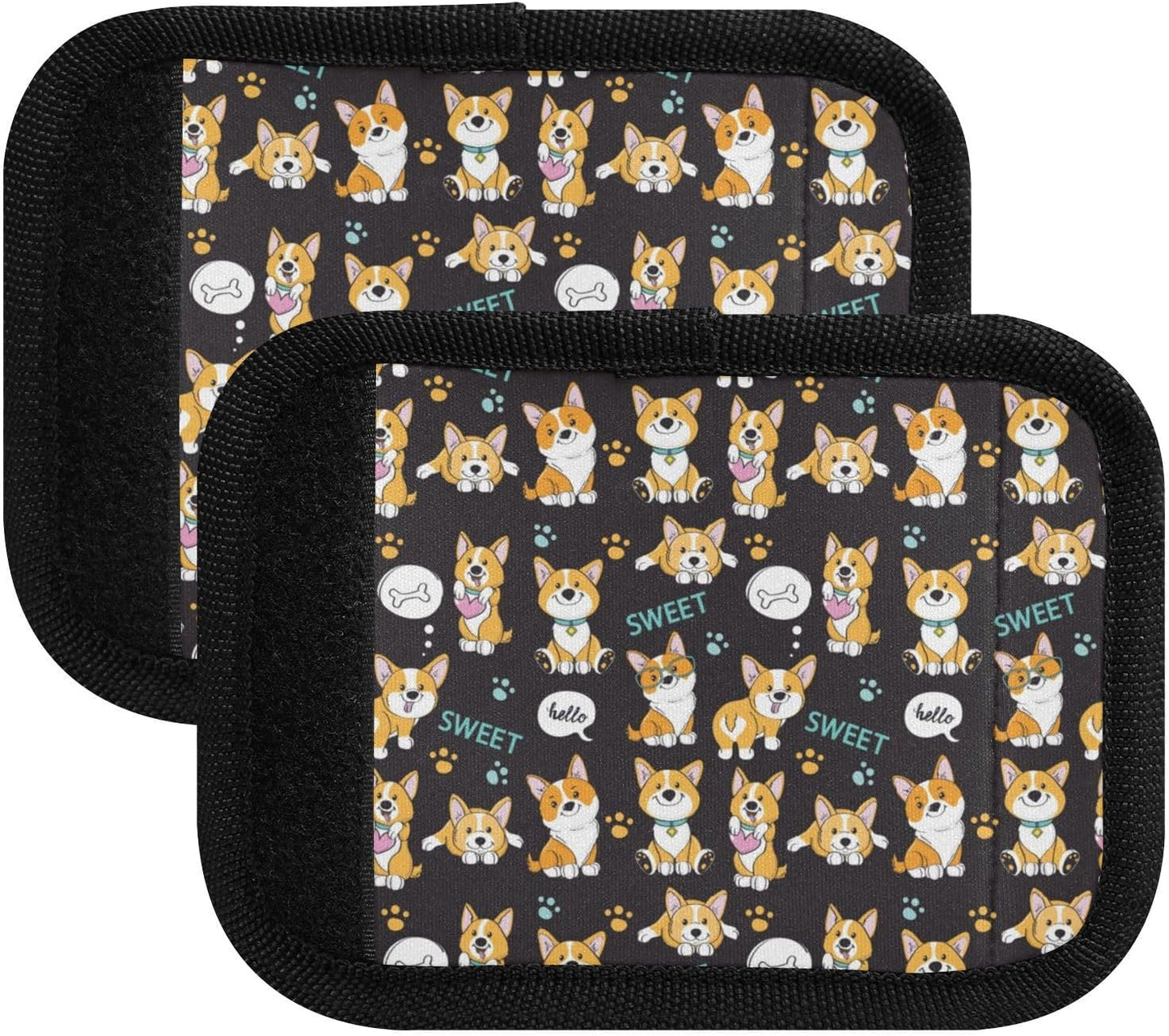 Cute Corgi 2 Pack Luggage Handle Wrap for Suitcase Luggage Identifier Travel Tags Handle Protection Sleeve Cover