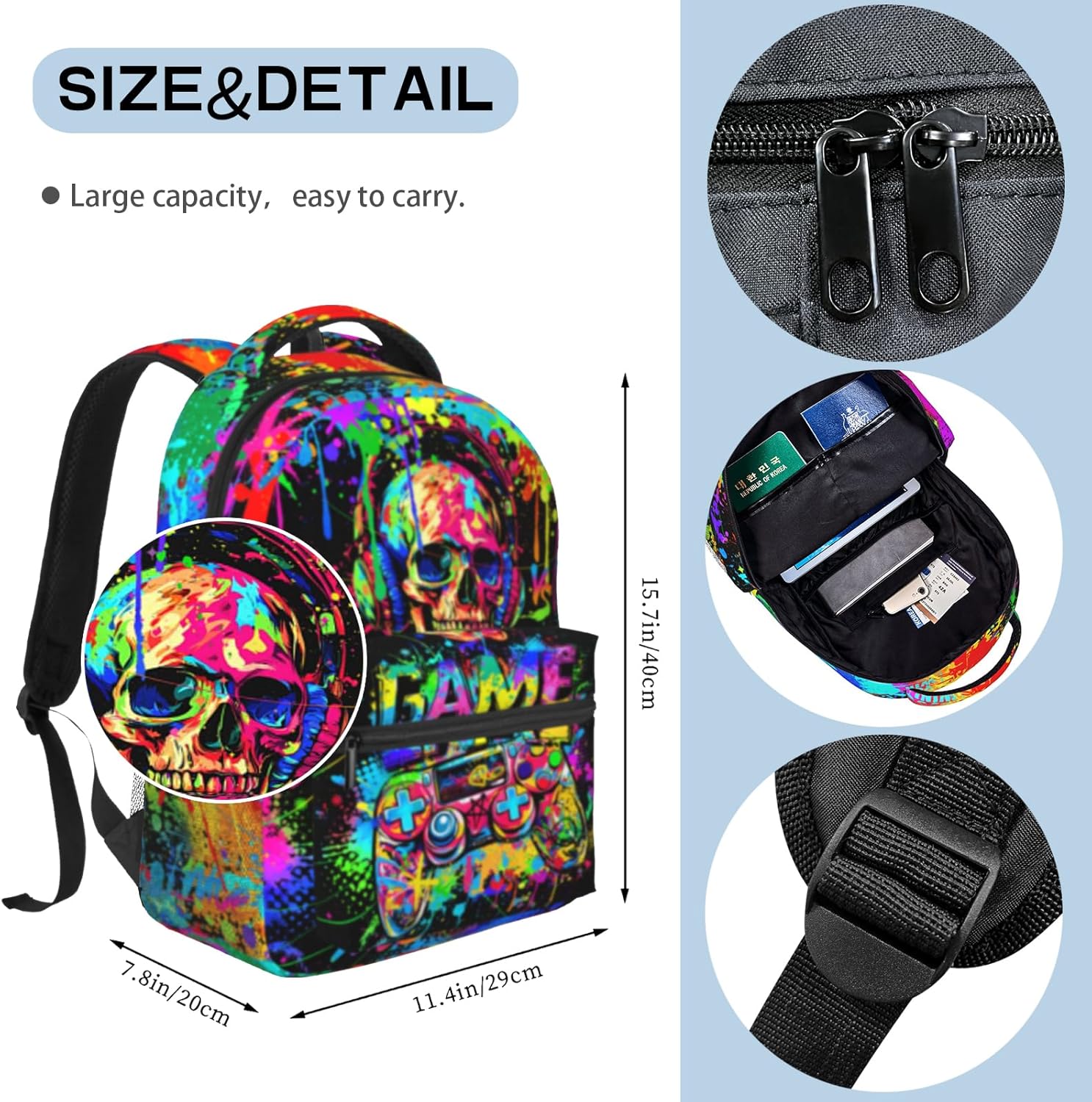 Video Game Backpack for Boys Backpacks for School Boys Graffiti Gaming School Bookbags for Kids
