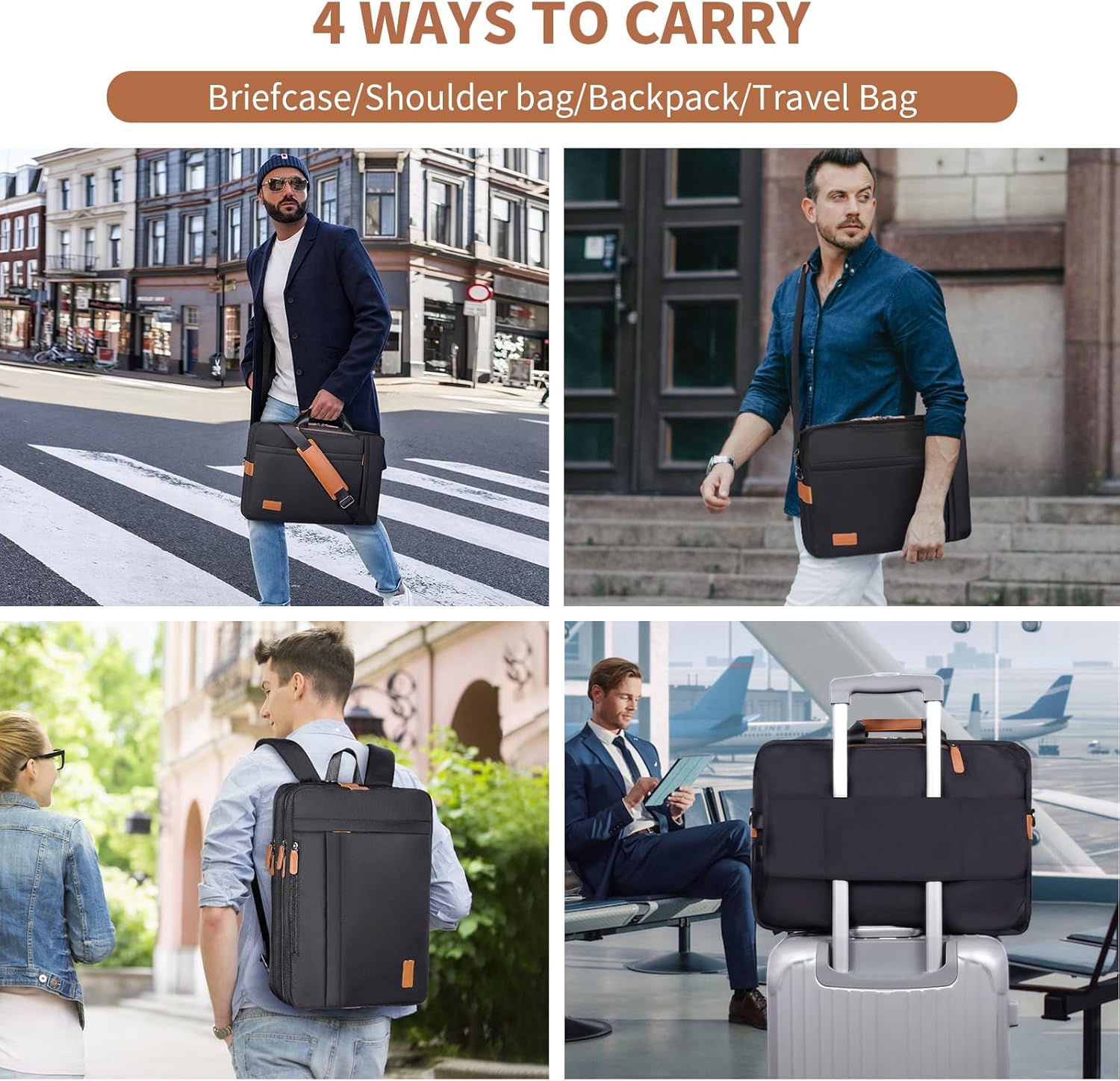 ESTARER 3 In 1 Laptop Bag for Men, 17-17.3 Inch Laptop Backpack Computer Satchel Bag for