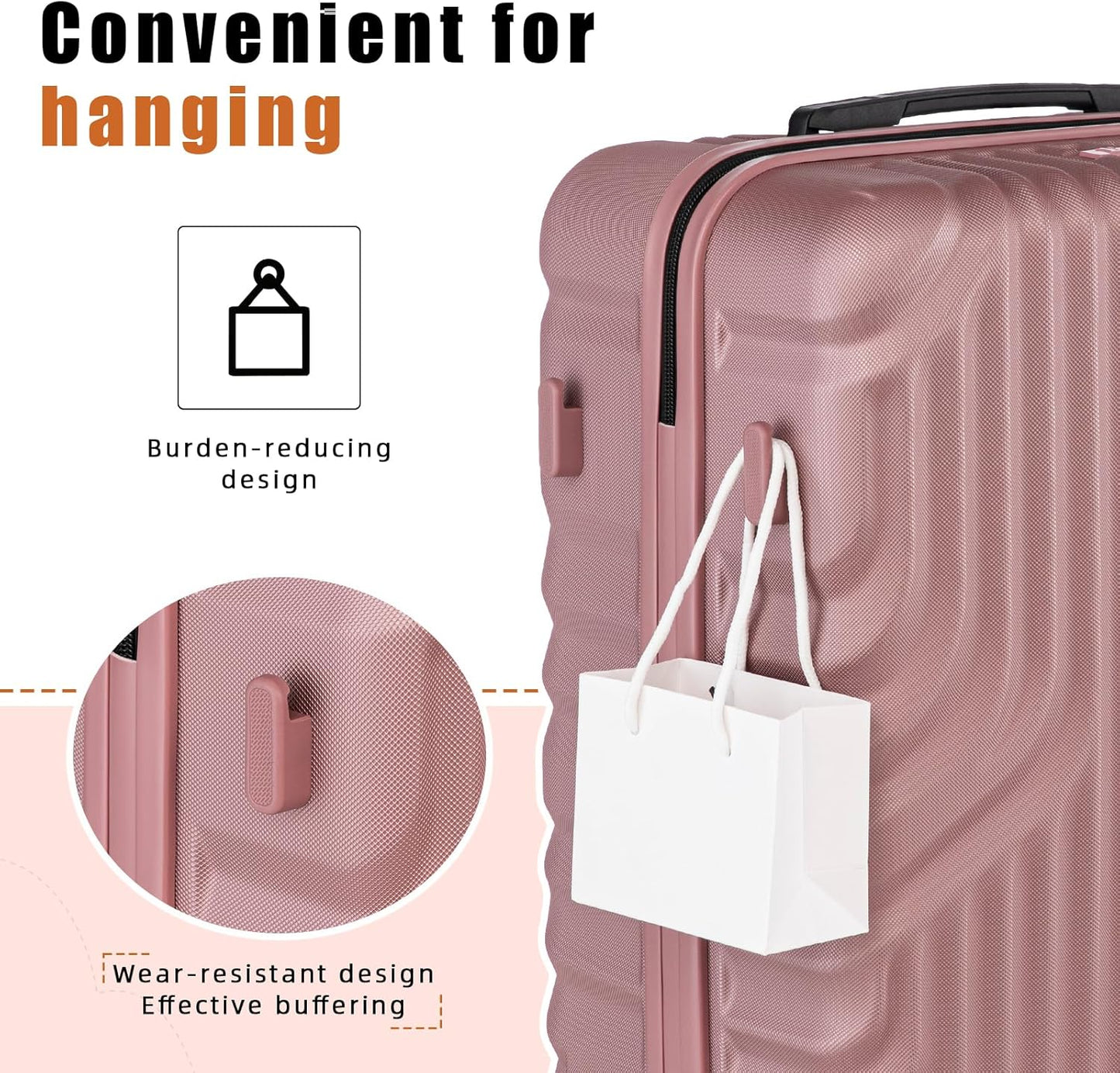 Luggage Sets Suitcase Sets 5 Piece Luggage Sets Suitcase with ABS Hard Shell Lightweight TSA Lock