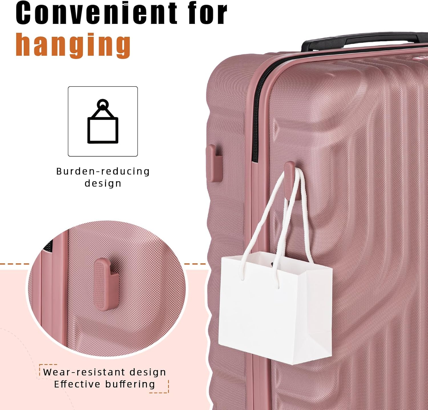 Luggage Sets Suitcase Sets 5 Piece Luggage Sets Suitcase with ABS Hard Shell Lightweight TSA Lock