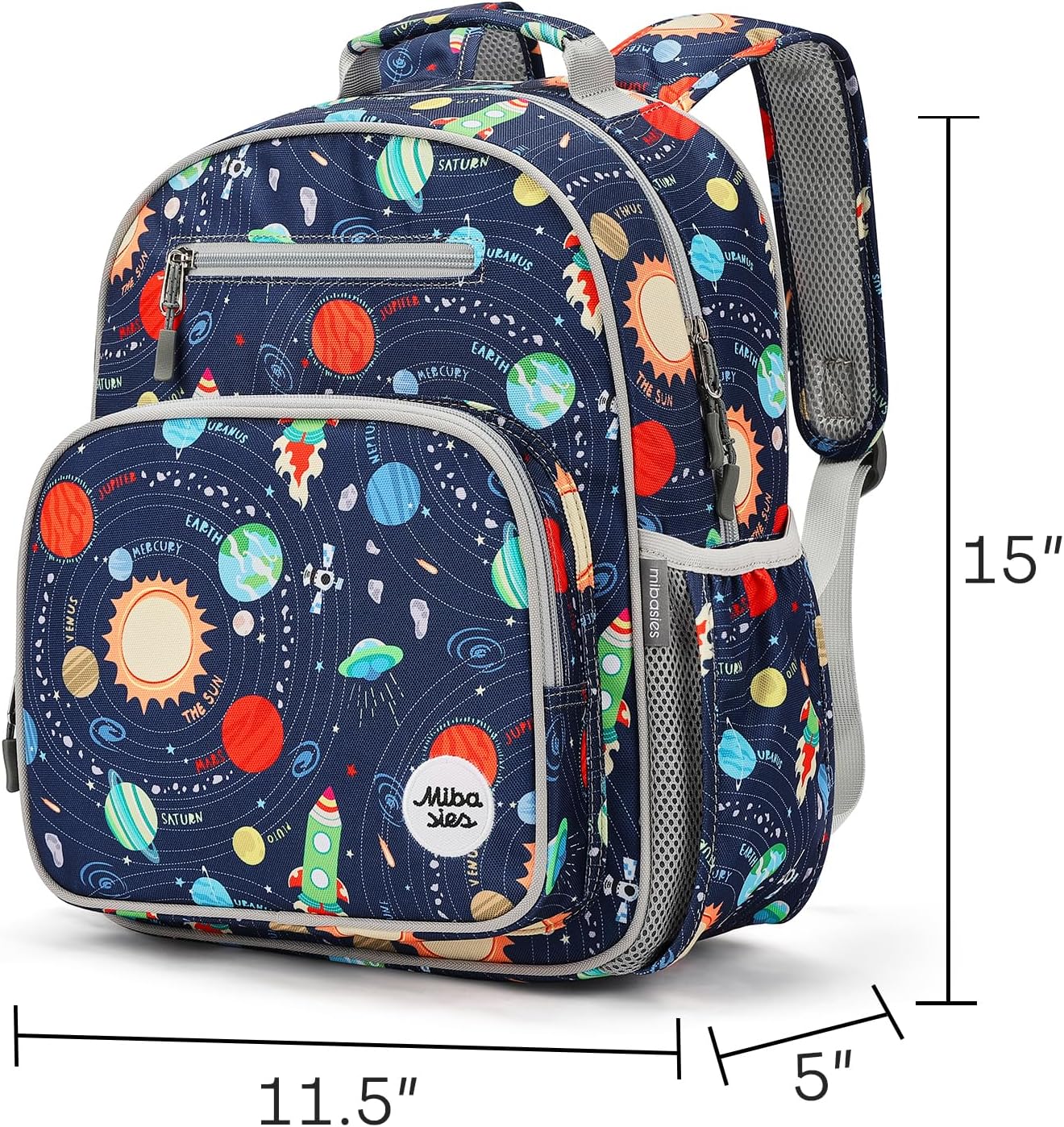 mibasies Boys Backpack 5-8: Lightweight Kids Backpacks Boys - Boy Bookbag for Elementary School - Galaxy LightGray