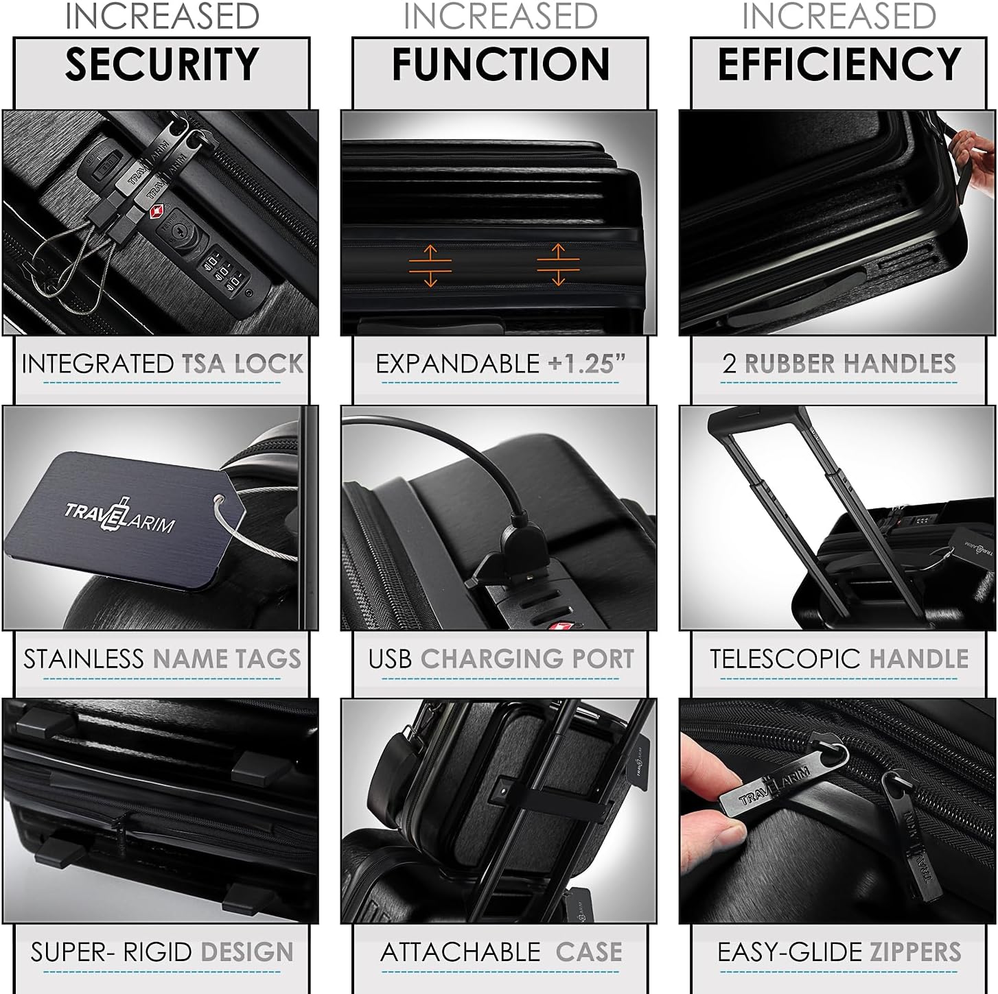 Hard Shell Luggage Sets with Spinner Wheels 4 Piece, Expandable Large Suitcases with TSA Lock