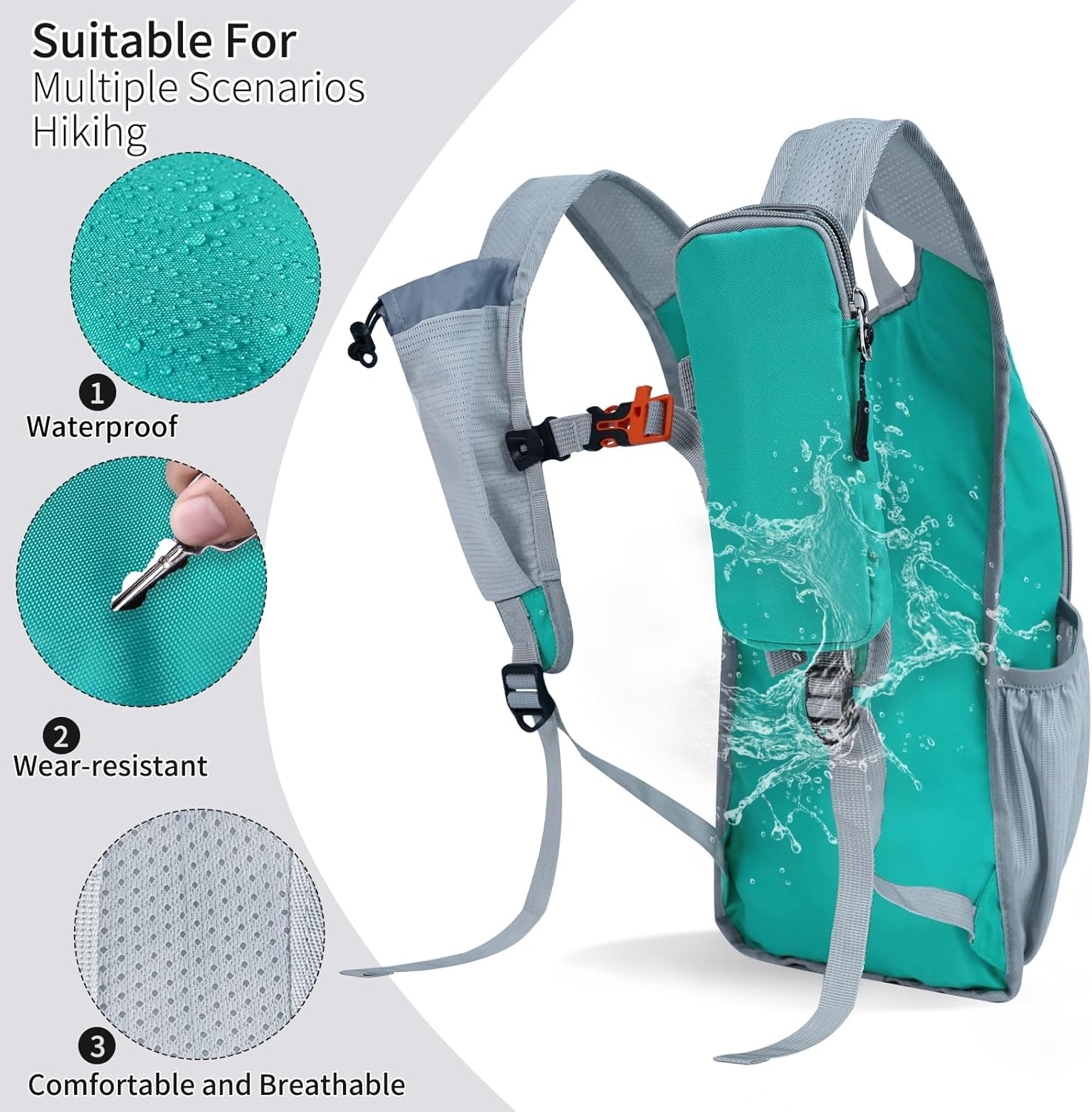 Hiking Backpack 10L/15L Small Daypack Lightweight Packable Travel Foldable Water Resistan for Women