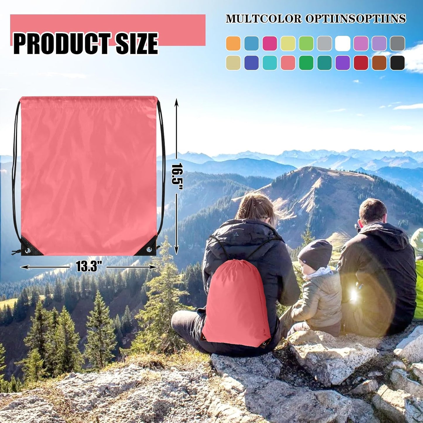 20 Pieces Drawstring Backpack Bulk Cinch Sackpack Ployster Drawstring Bags for Gym Party Trip(Peachy)