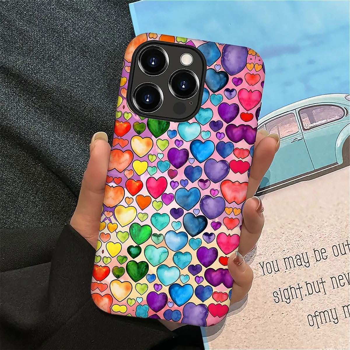 SEized Case Compatible with for iPhone 16 Pro Max,Colorful Heart Lovely Cute Pink Phone Case for Girl Women Boy Men,Durable Protection Phone Case for iPhone 16 Pro Max