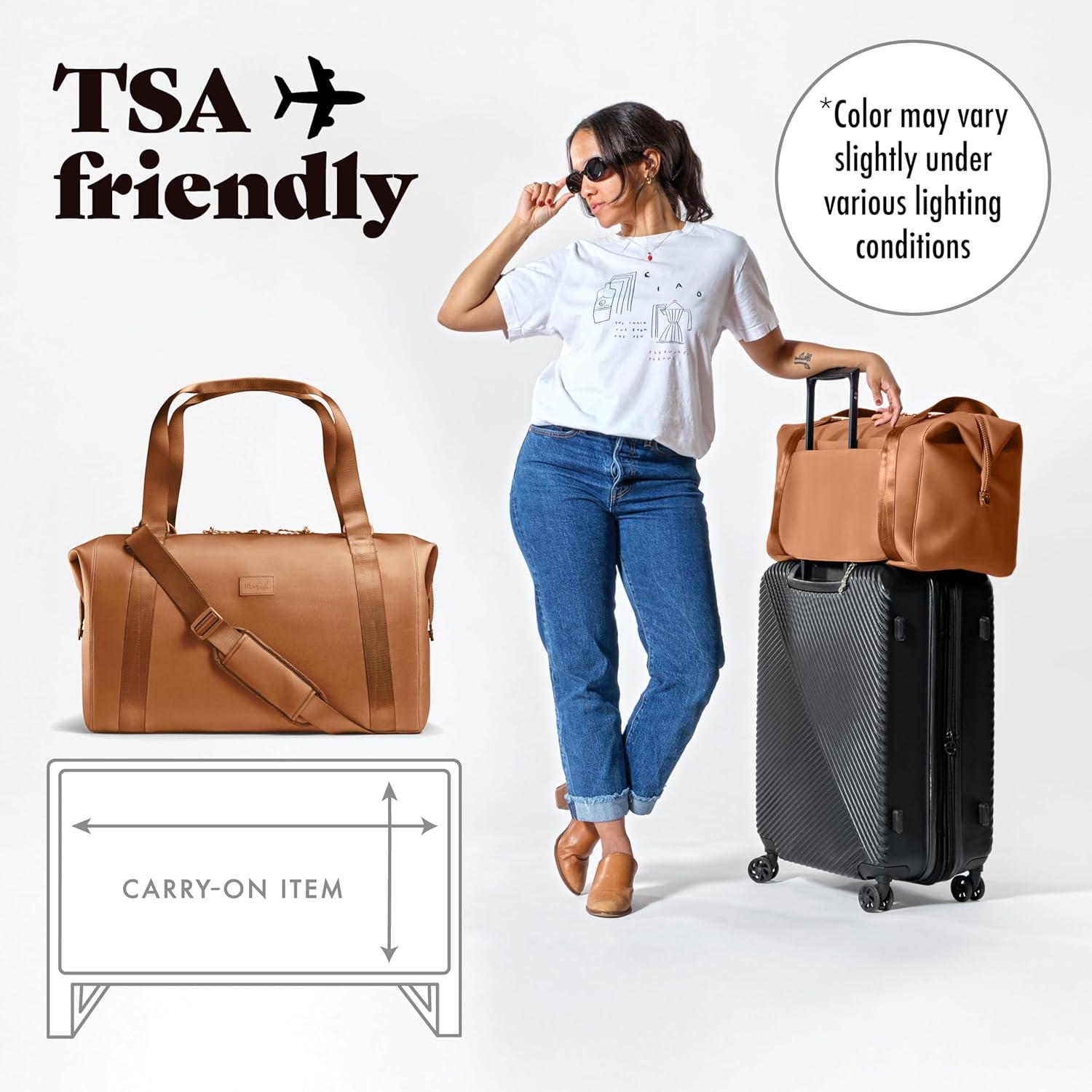 Fit & Fresh Premium Neoprene Weekender Bag With Trolley Sleeve - Large Overnight, Carry-on, Duffel