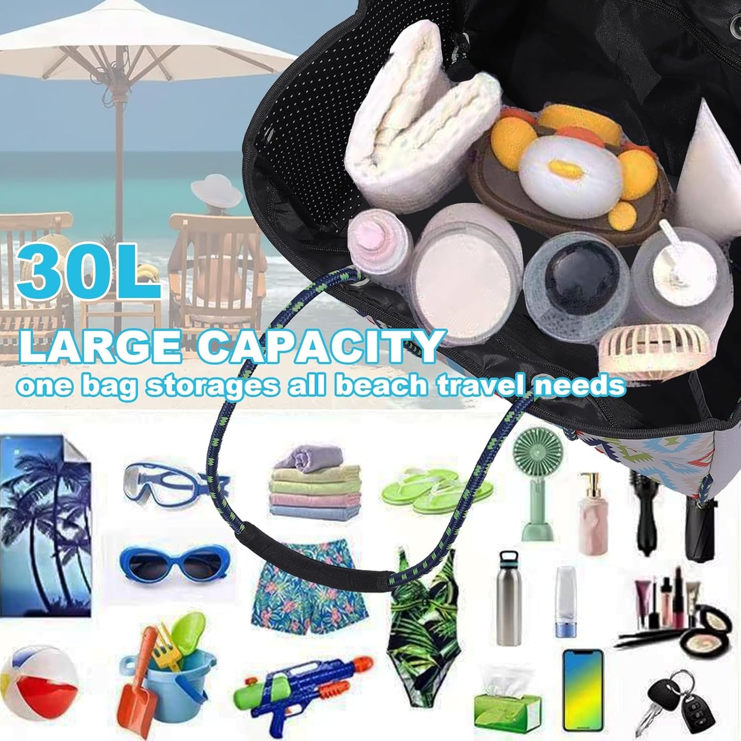 SUMARPO Neoprene Tote Bag, Large Multipurpose Beach Bag, Women Shoulder Bag for Shopping, Beach, Gym, Travel