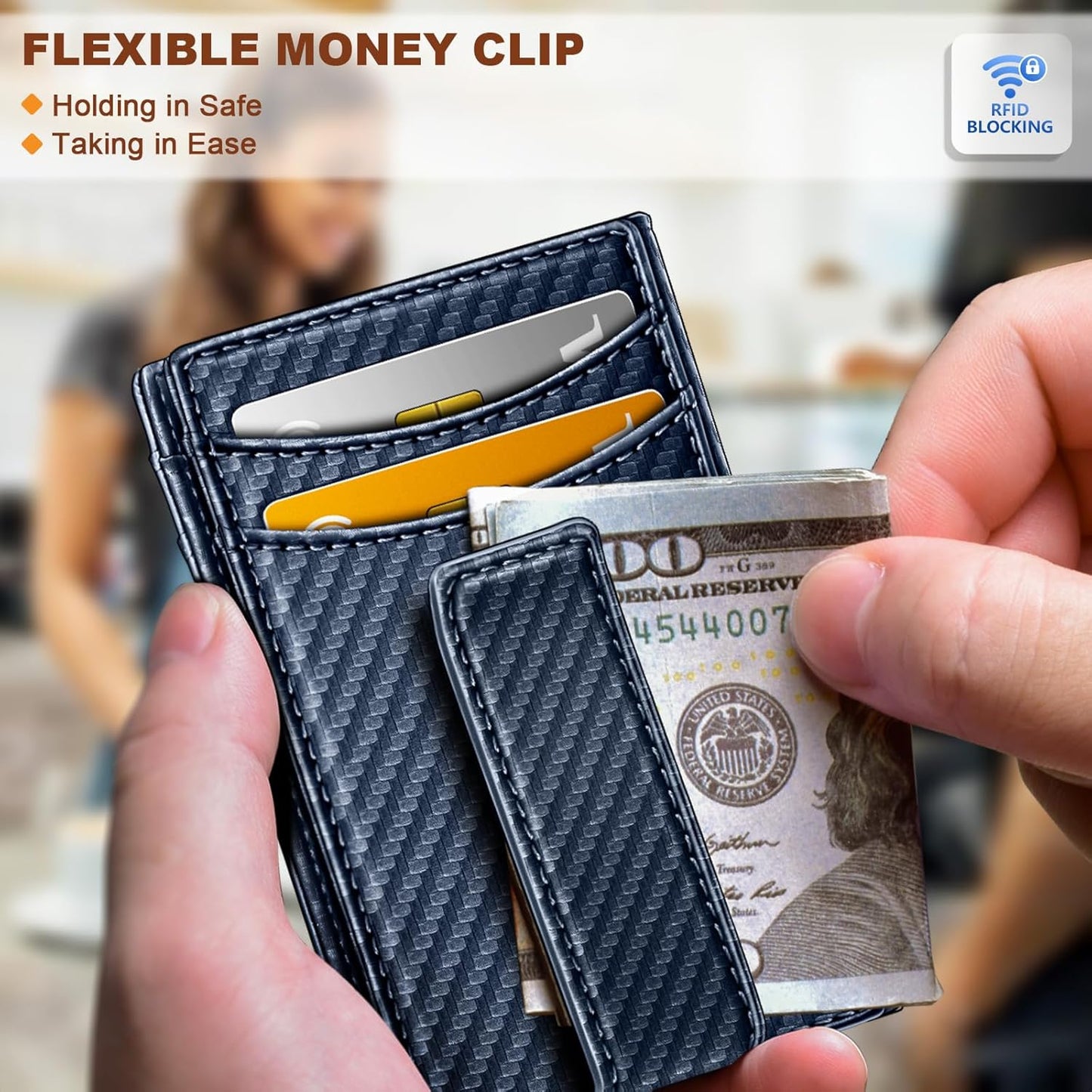 BULLIANT Magnetic Closure Slim Wallet-Genuine Leather Front Pocket Wallet for Men,RFID Blocking,Holds 12 Cards and Money Clip