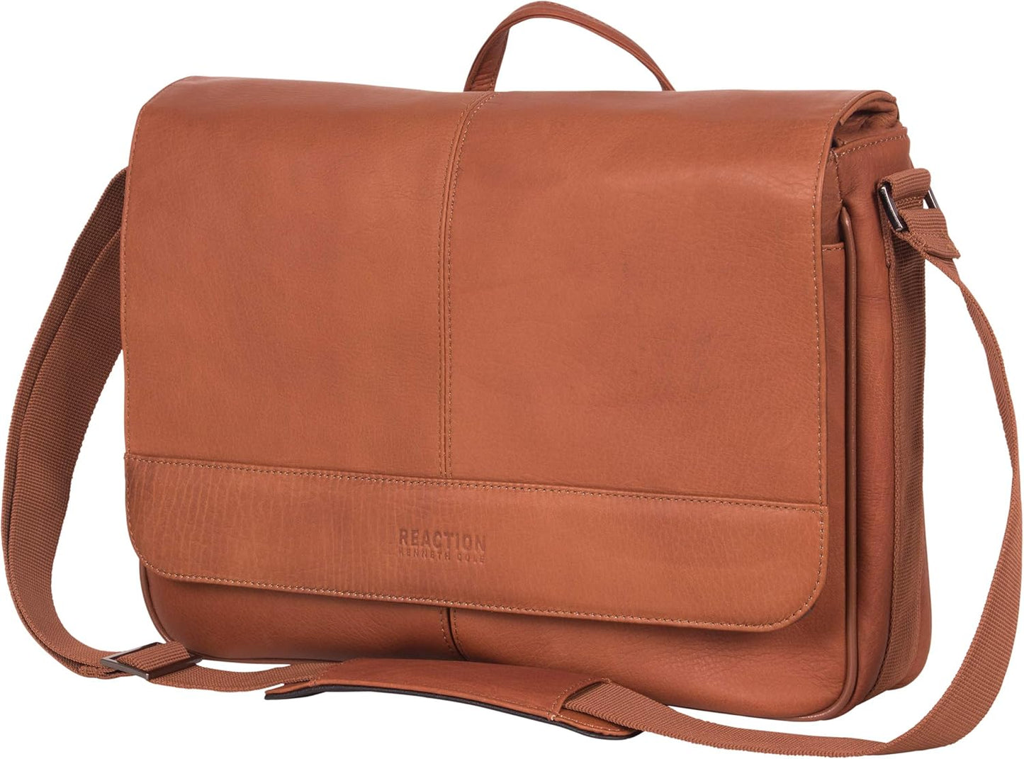 Kenneth Cole REACTION Risky Business Messenger Full-Grain Colombian Leather Crossbody Laptop Case &