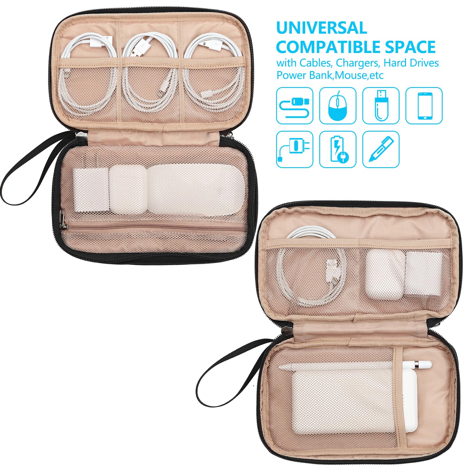 NISHEL Travel Cord Organizer Case, Double Layers Tech Electronic Bag, Essentials for Charger