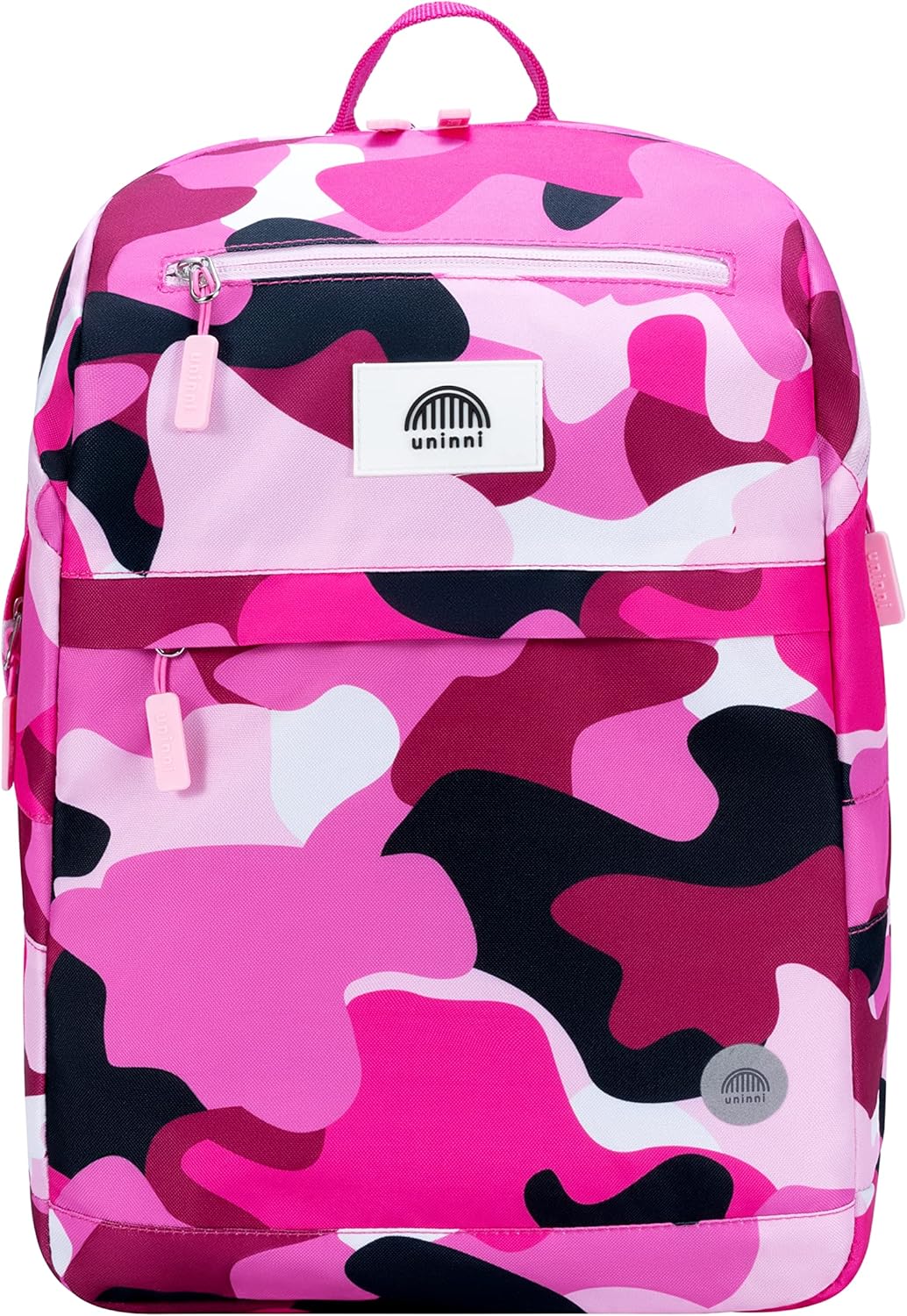 uninni 16" Kid's Backpack for Girls and Boys Age 6+ with Padded, and Adjustable Shoulder Straps. Fits for Height 3'9" Above Kids (Camouflage Fuchsia/Pink)