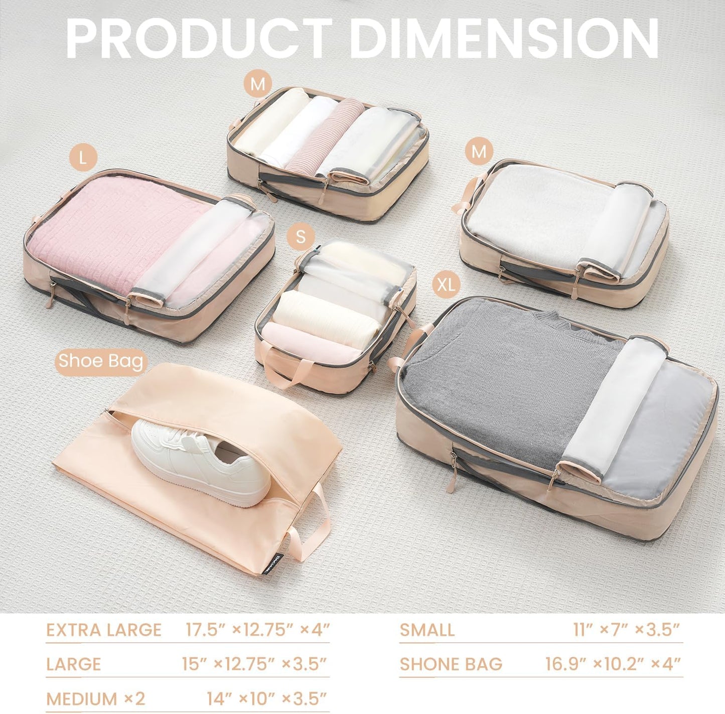 BAGAIL 6 Set Ultralight Compression Packing Cubes Packing Organizer for Travel Accessories Luggage Suitcase Backpack